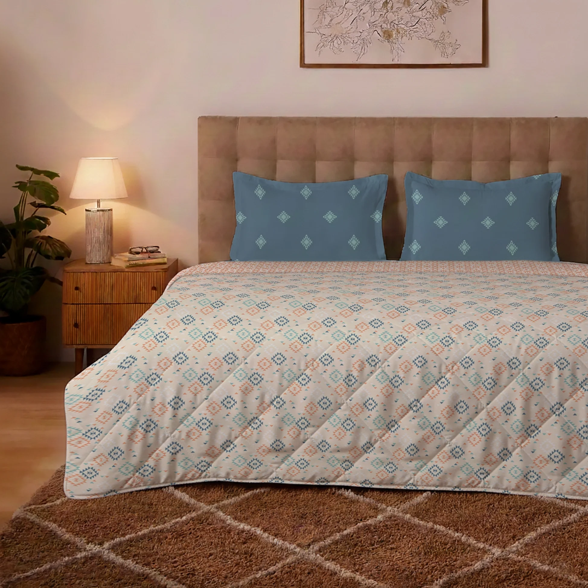 Aangan Weaves | Modern Geometric Printed 300 GSM Extra Warm Premium Comforter - Rich Teal - Image 3
