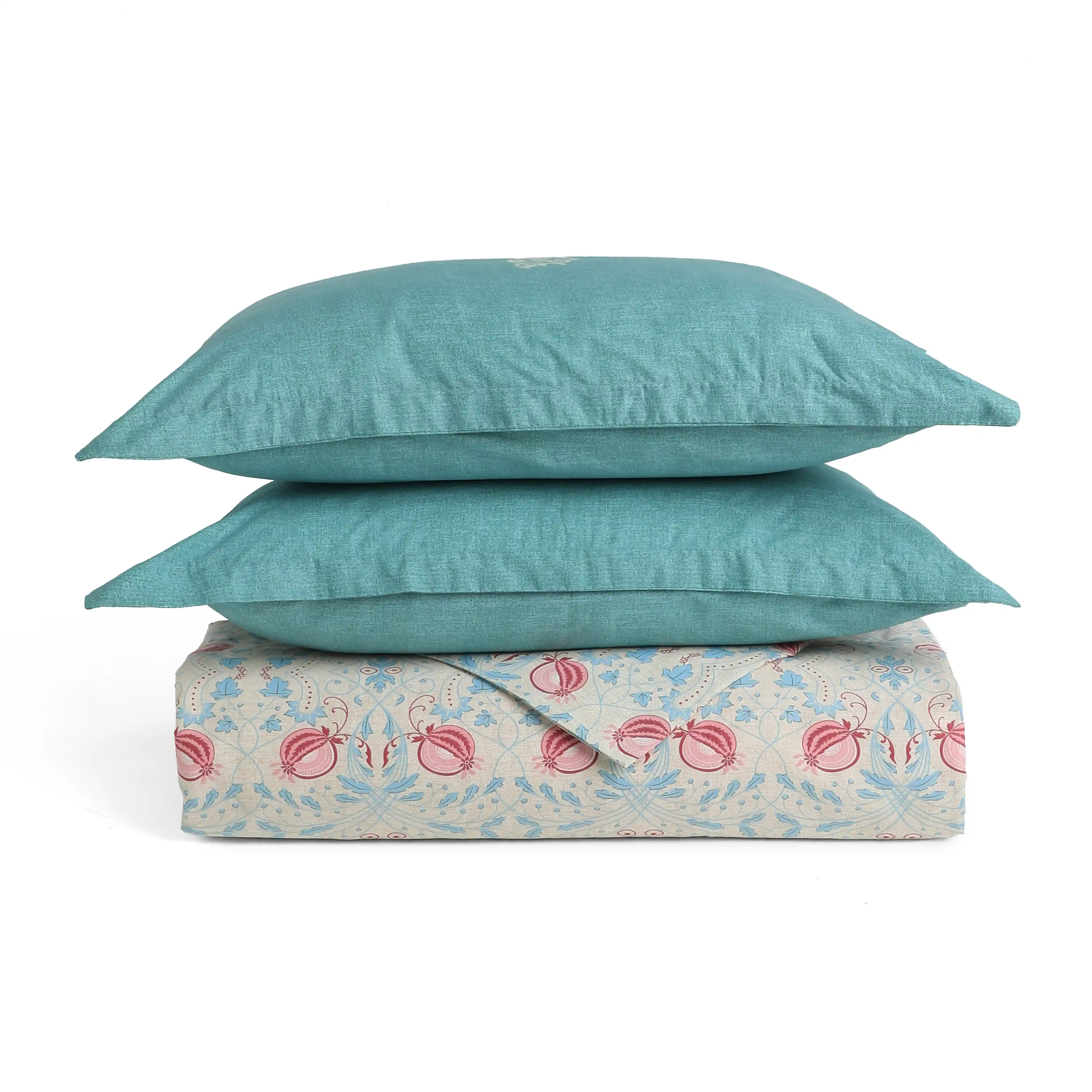 Chippa Lane | Contemporary Indian Print Design Coordinated Bedding Set | Set of Bedsheet & Dohar-Light Blue - Image 4