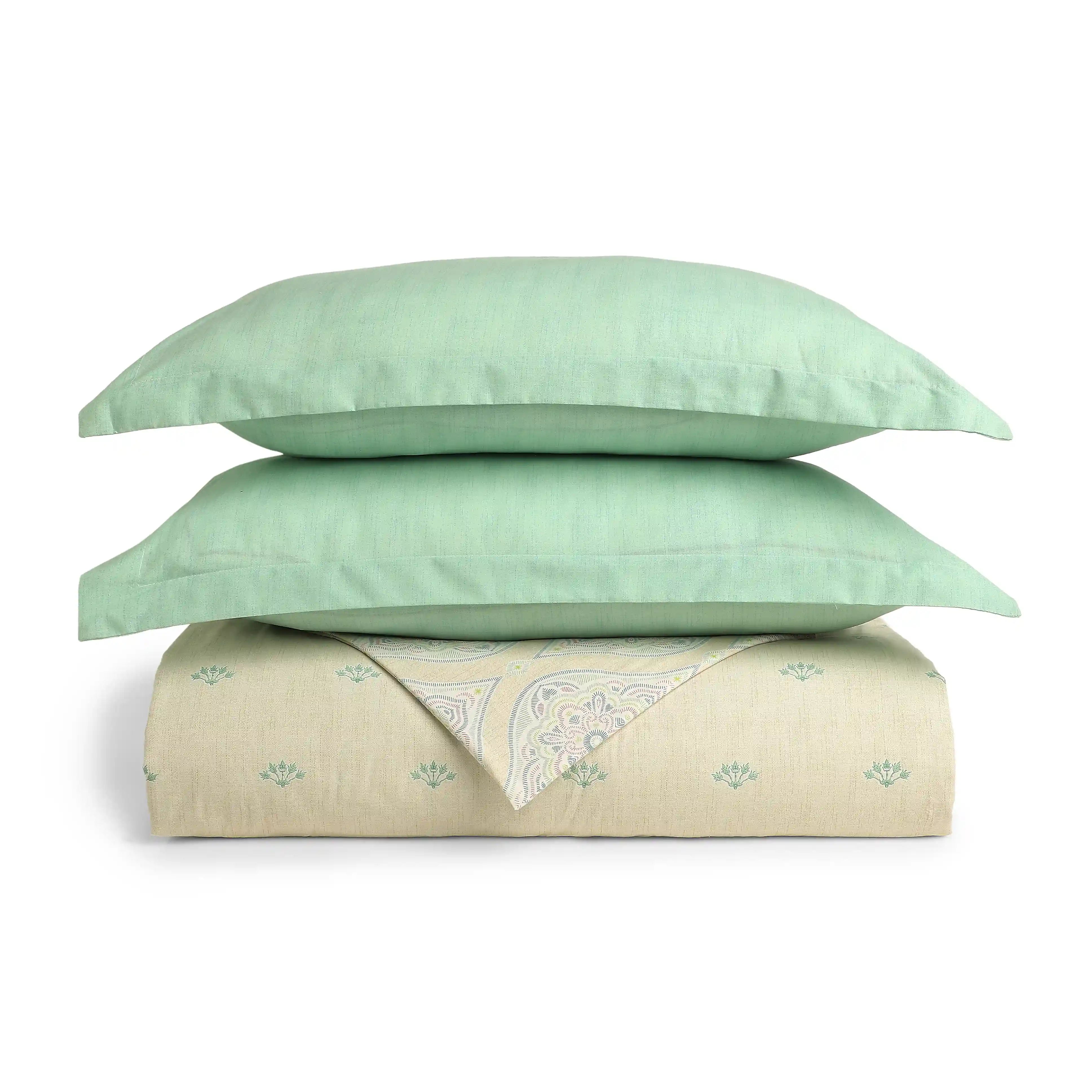 Chippa Lane | Contemporary Indian Print Design Coordinated Bedding Set | Set of Bedsheet & Dohar-Sage - Image 4