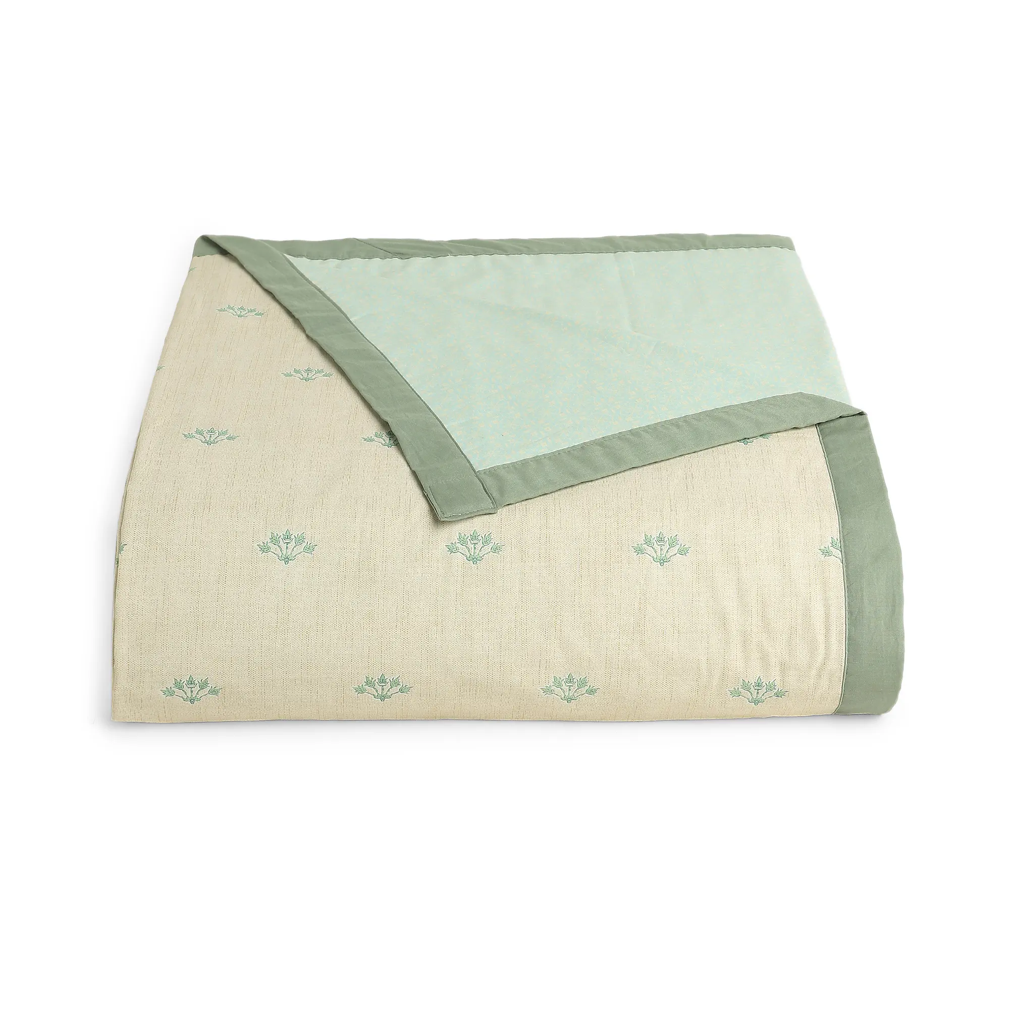 Chippa Lane | Contemporary Indian Print Design Coordinated Bedding Set | Set of Bedsheet & Dohar-Sage - Image 5