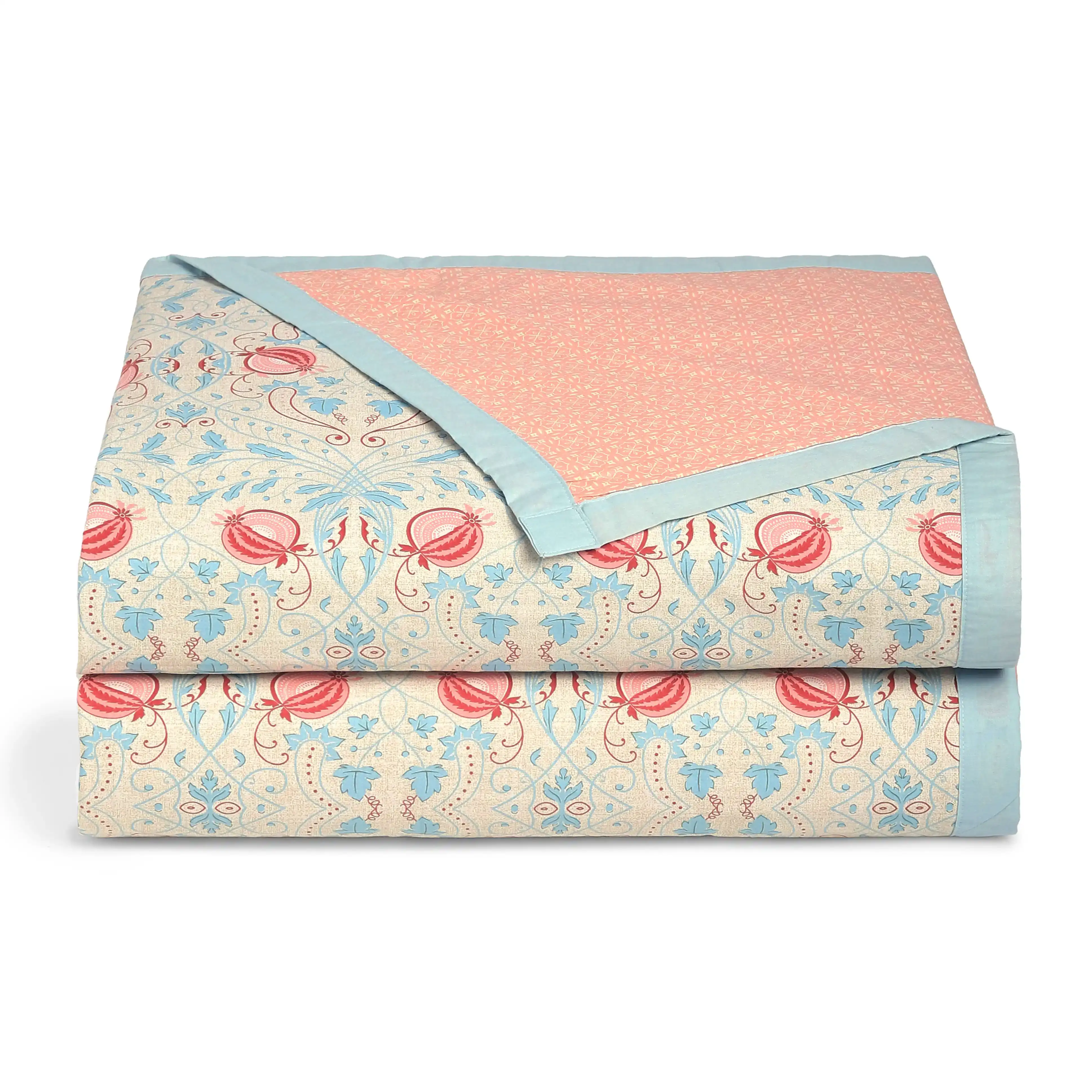 Chippa Lane | Contemporary Indian Print Design Coordinated Bedding Set | Set of Bedsheet & Dohars-Light Blue - Image 5