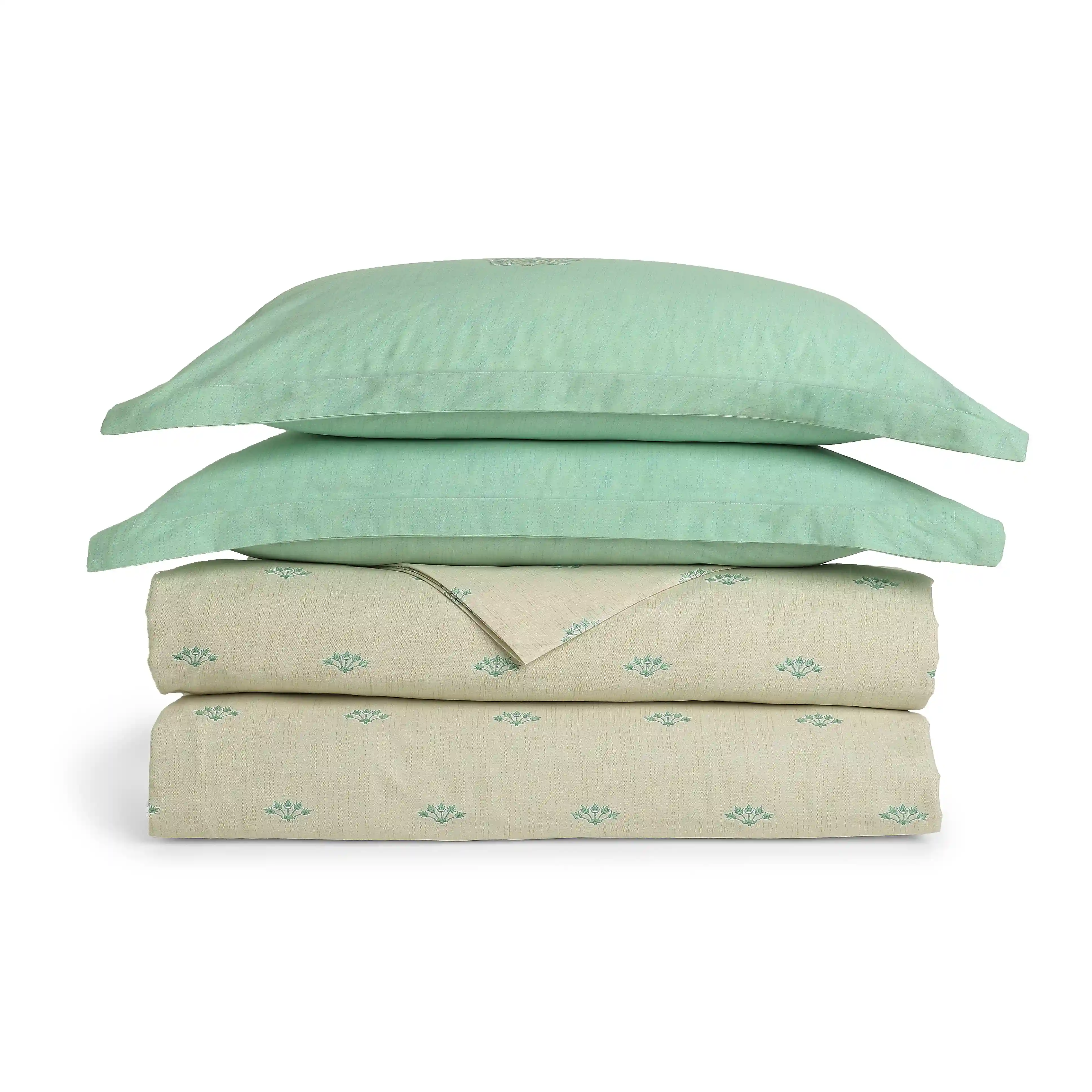 Chippa Lane | Contemporary Indian Print Design Coordinated Bedding Set | Set of Bedsheet & Dohars-Sage - Image 4