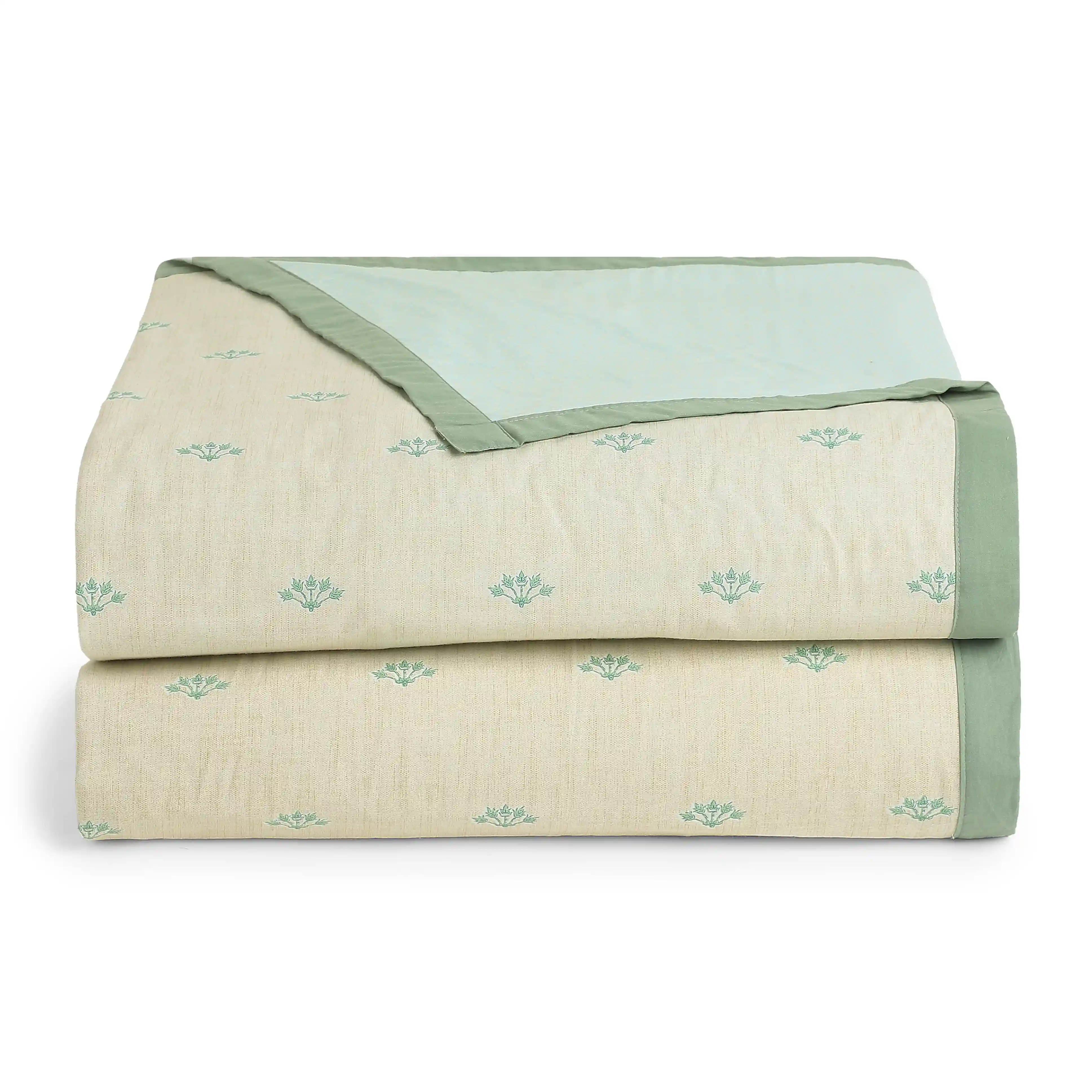 Chippa Lane | Contemporary Indian Print Design Coordinated Bedding Set | Set of Bedsheet & Dohars-Sage - Image 5