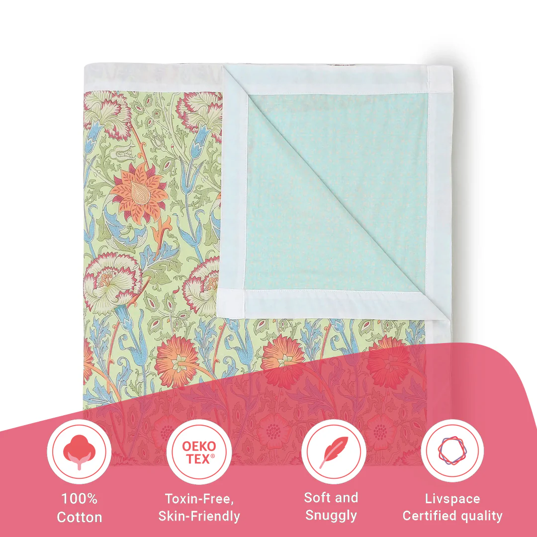 Chippa Lane | Contemporary Indian Print Design Reversible Dohar with Super Soft Flannel Layering-Green - Image 11