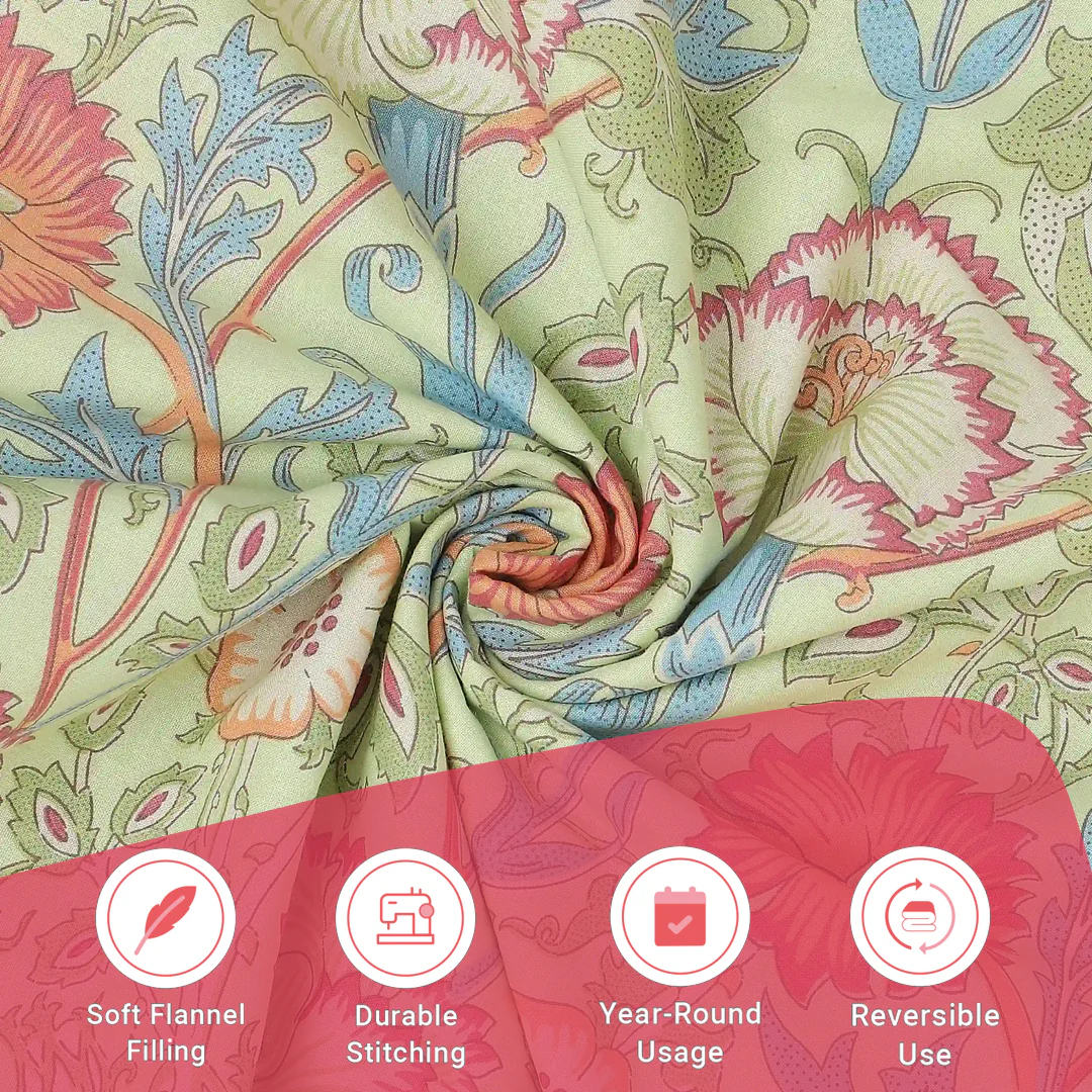 Chippa Lane | Contemporary Indian Print Design Reversible Dohar with Super Soft Flannel Layering-Green - Image 12