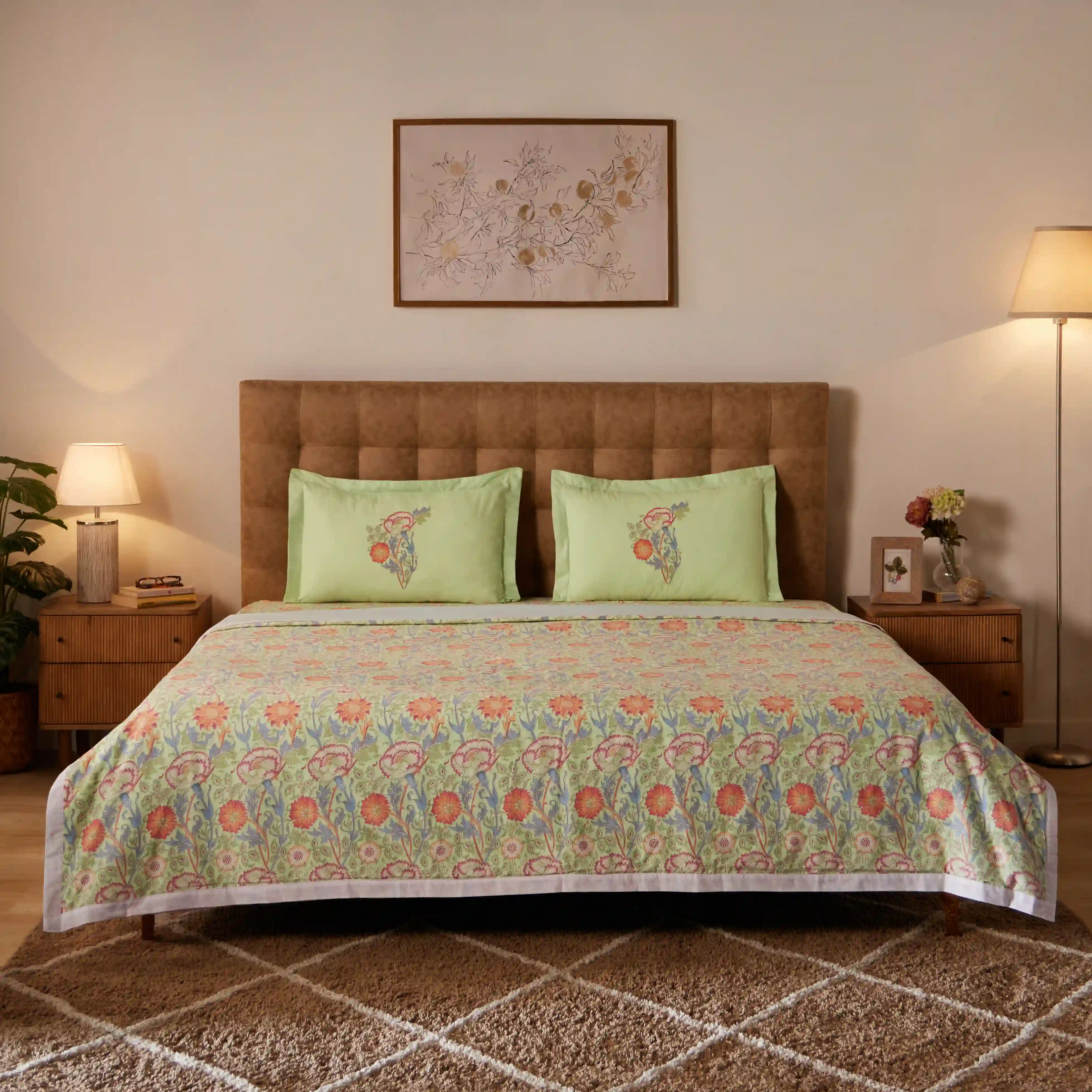 Chippa Lane | Contemporary Indian Print Design Reversible Dohar with Super Soft Flannel Layering-Green - Image 7
