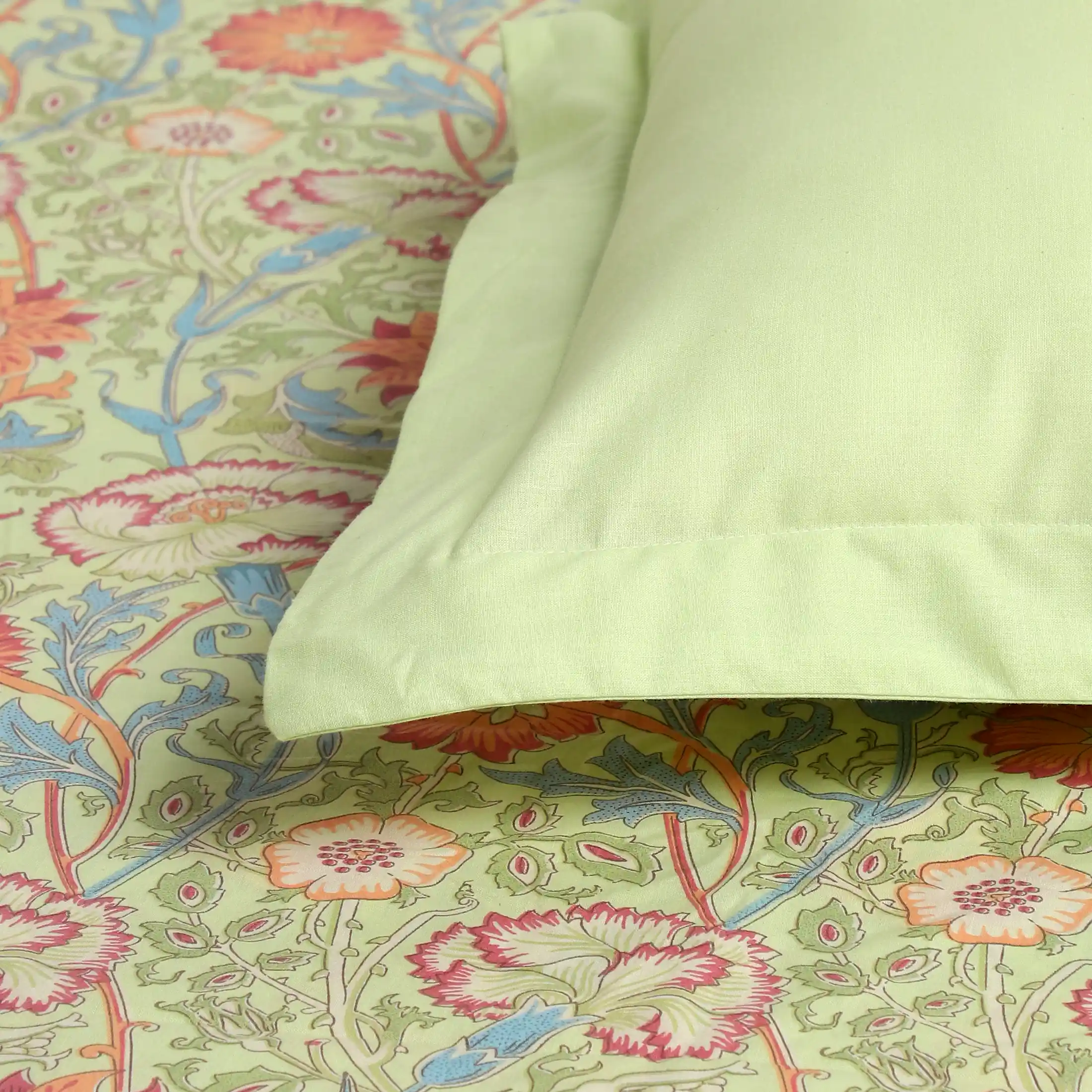 Chippa Lane | Contemporary Indian Print Design Cotton Fitted Sheet Set-Green - Image 13