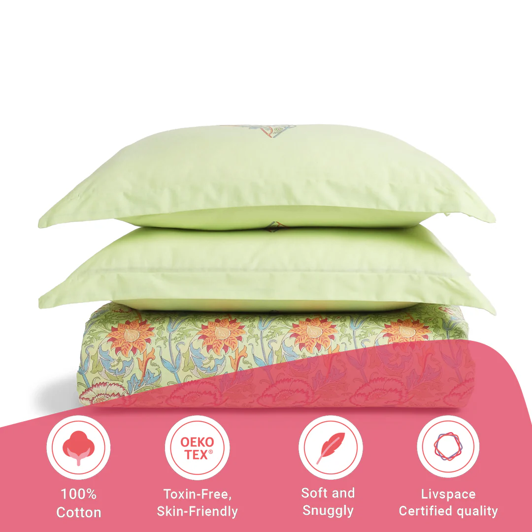 Chippa Lane | Contemporary Indian Print Design Cotton Fitted Sheet Set-Green - Image 16