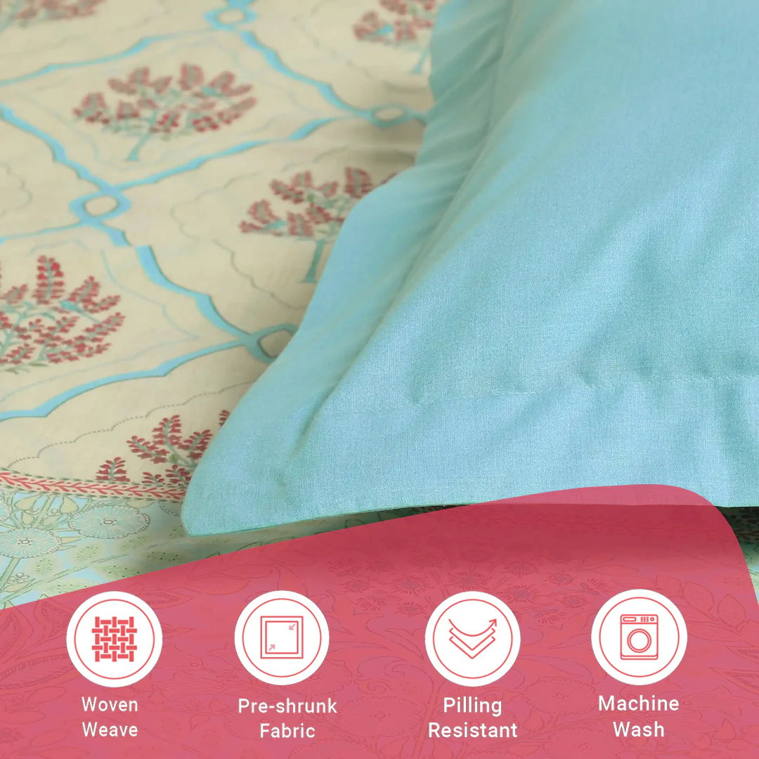 Chippa Lane | Contemporary Indian Print Design Cotton Fitted Sheet Set-Sage Bloom - Image 15
