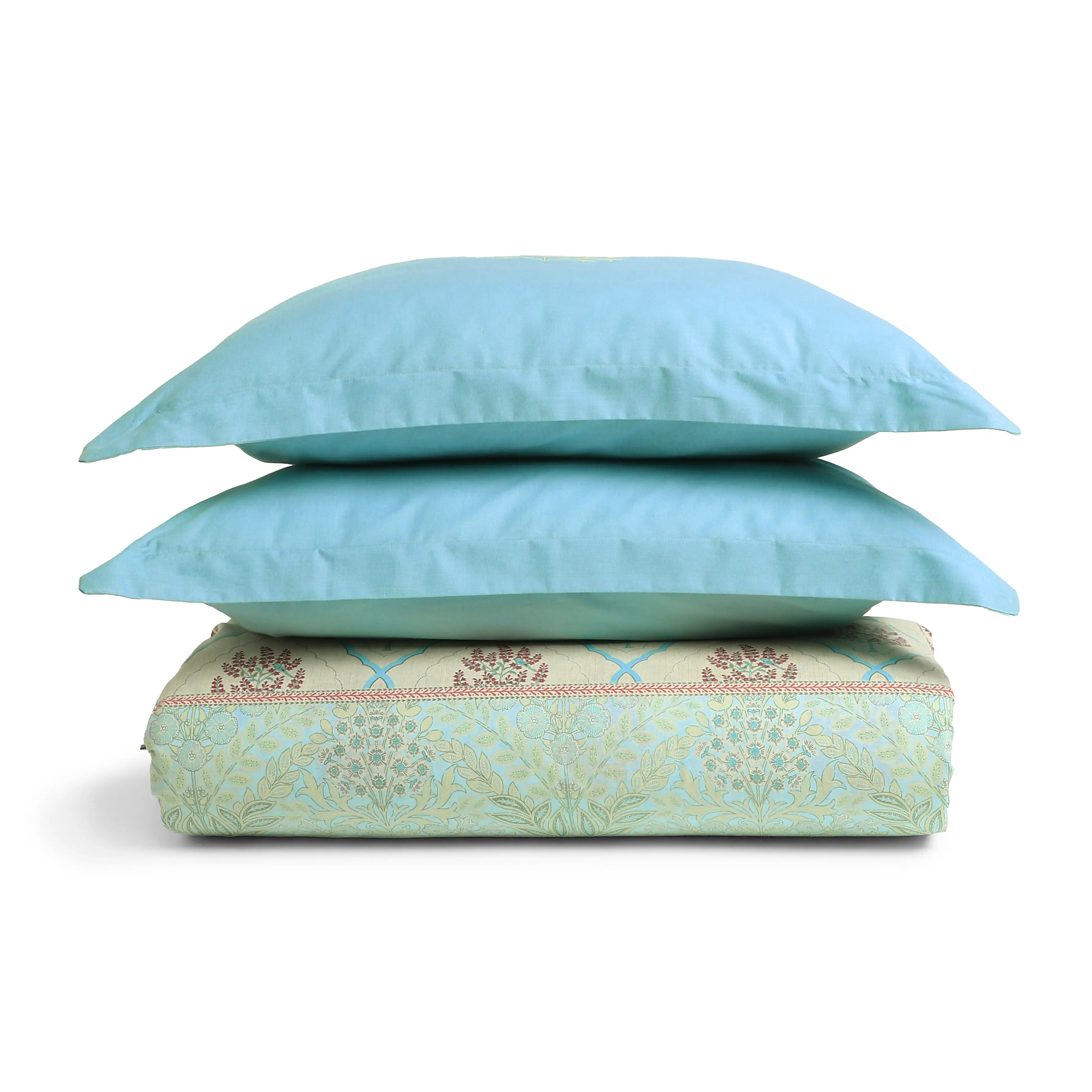 Chippa Lane | Contemporary Indian Print Design Cotton Fitted Sheet Set-Sage Bloom - Image 4
