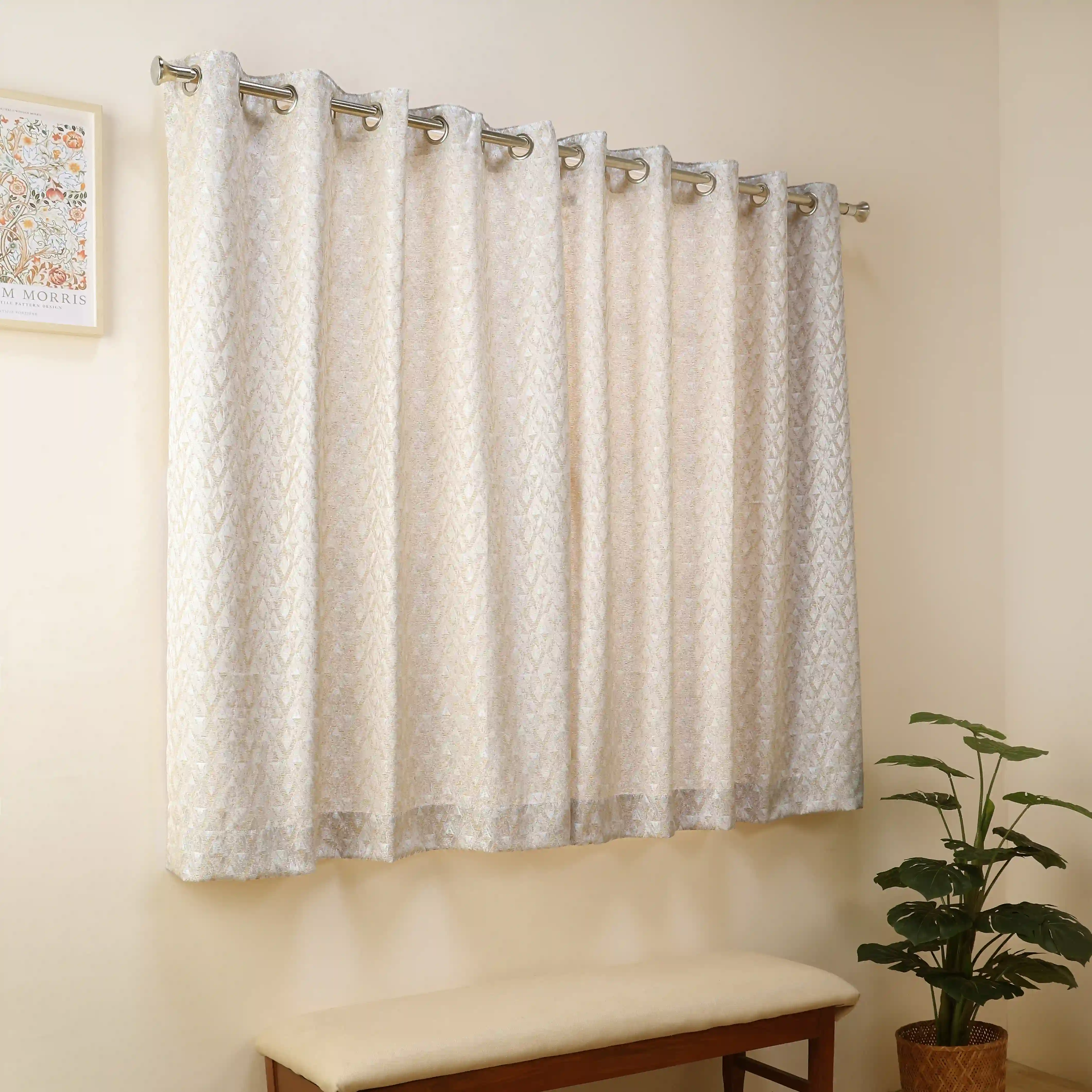 De Jacquard - Classic Set Of 2 Jacquard Readymade Curtains | Diamond Drift - Image 13