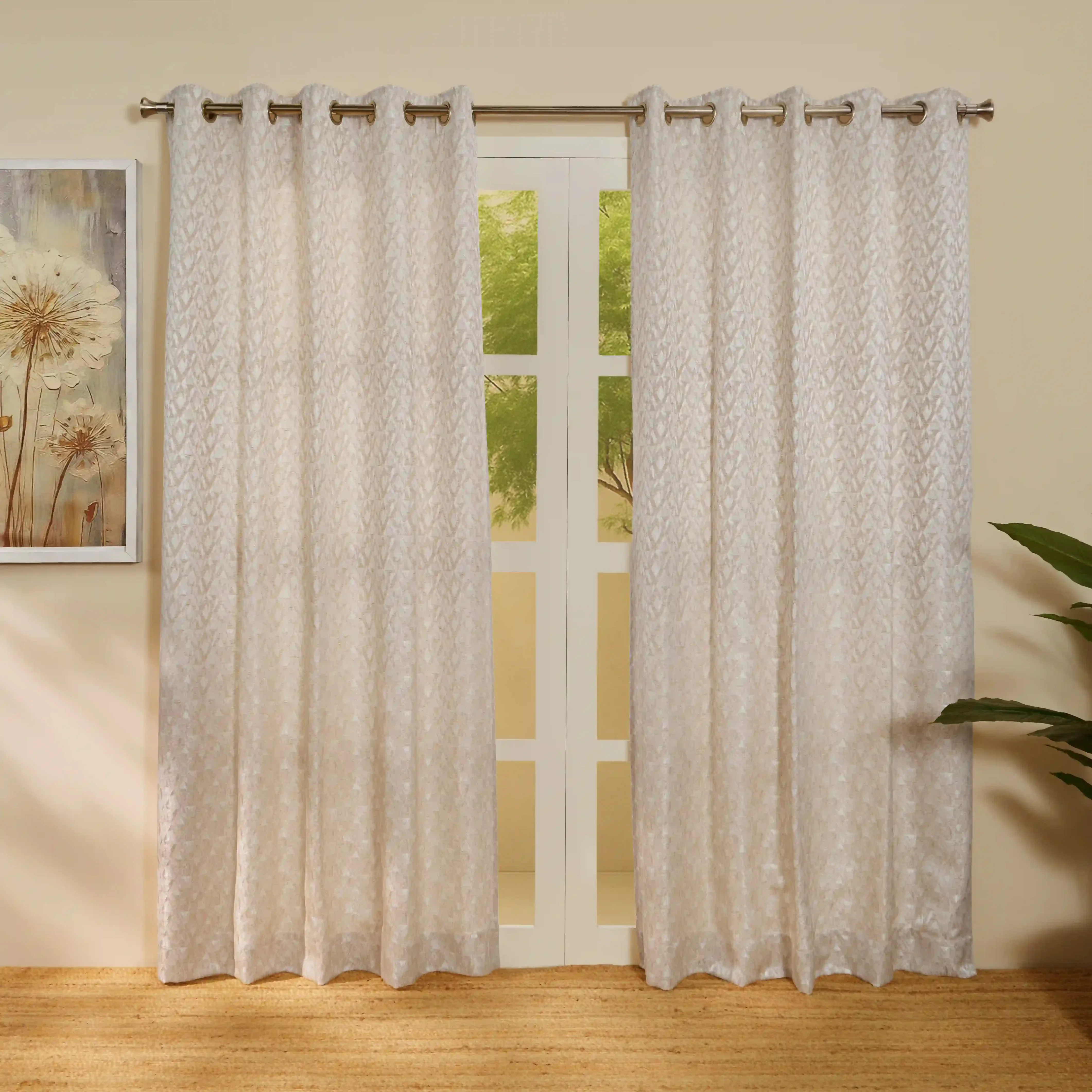 De Jacquard - Classic Set Of 2 Jacquard Readymade Curtains | Diamond Drift - Image 17