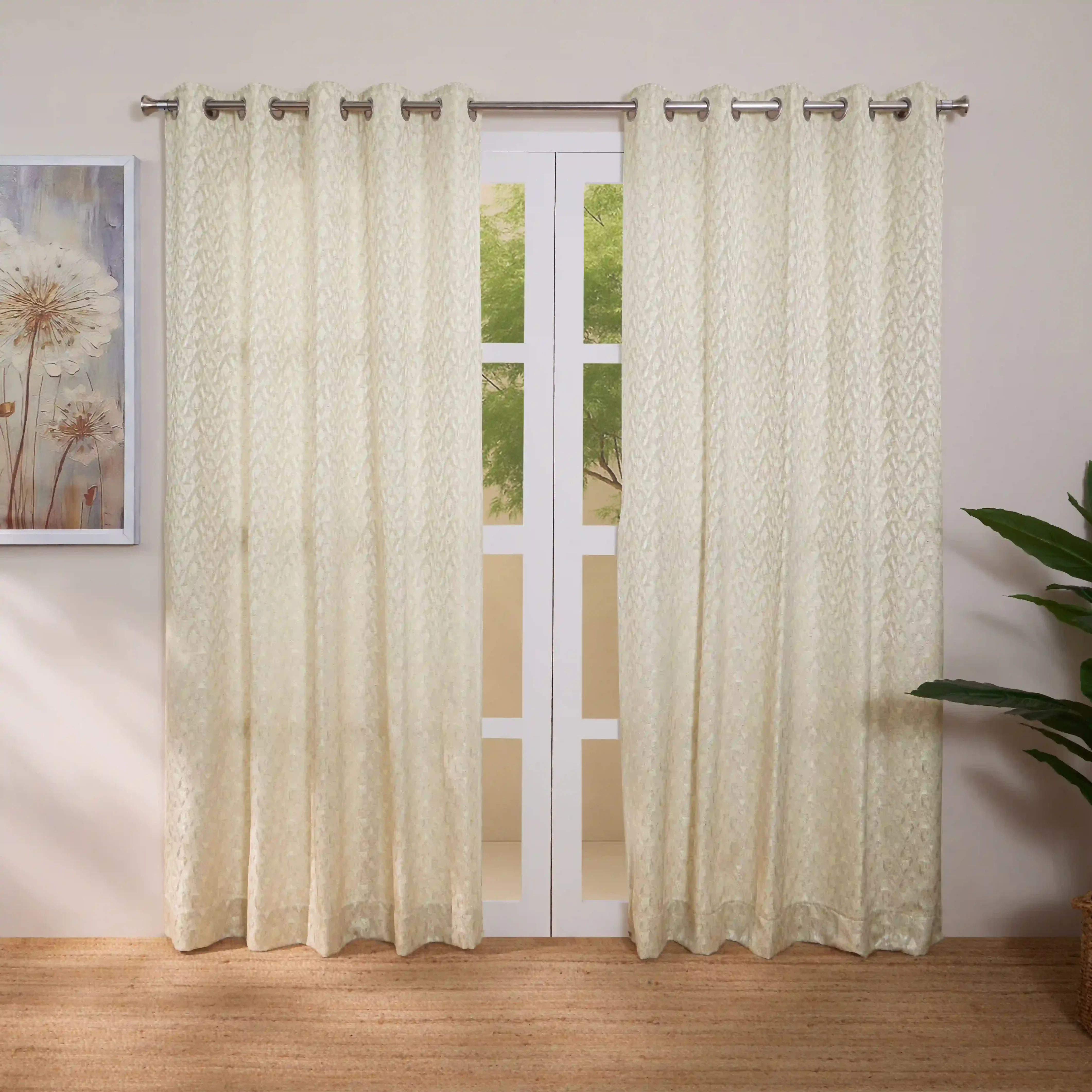 De Jacquard - Classic Set Of 2 Jacquard Readymade Curtains | Diamond Drift - Image 5