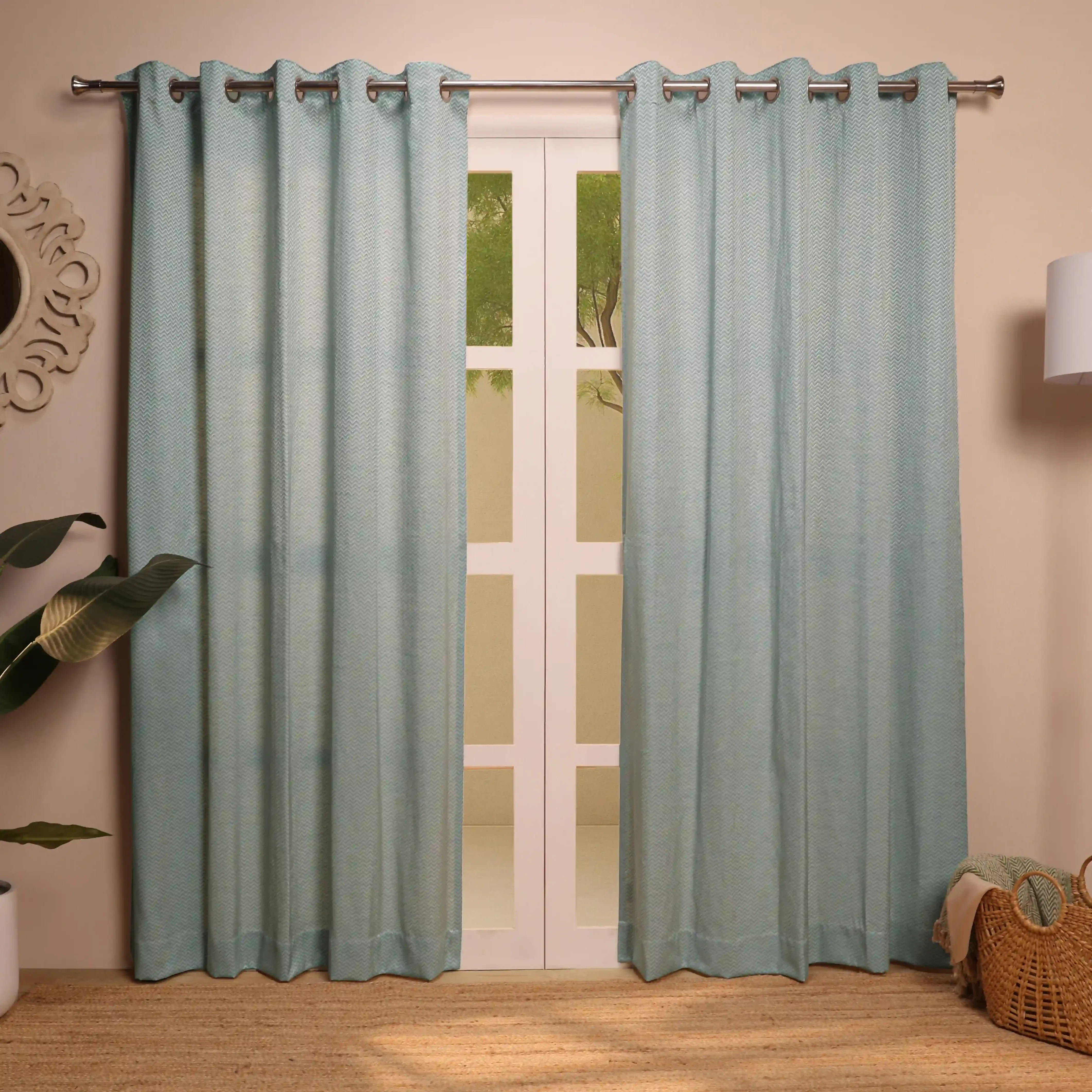 De Jacquard - Classic Set Of 2 Jacquard Readymade Curtains | Endless Chevron - Image 13