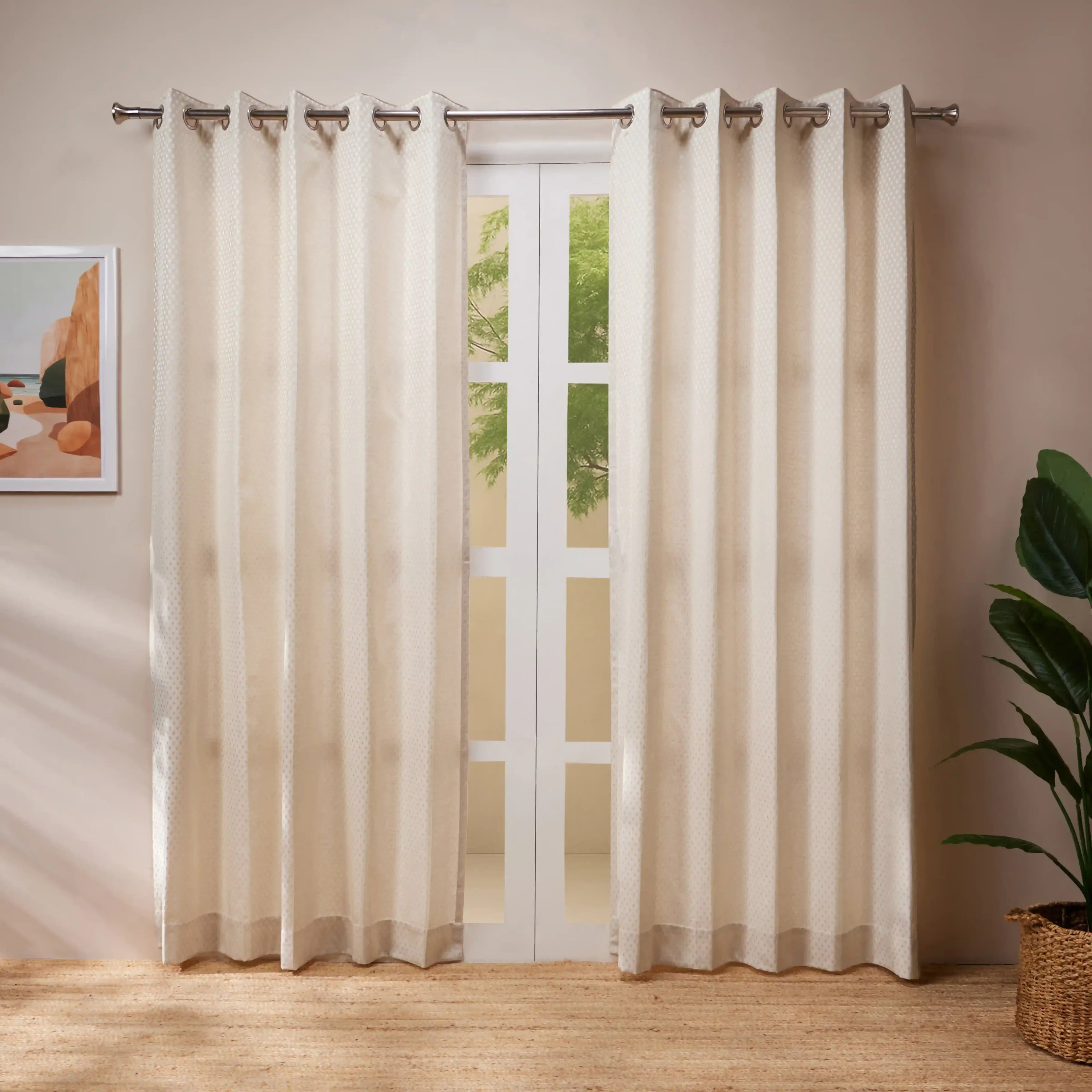 De Jacquard - Classic Set Of 2 Jacquard Readymade Curtains | Ethnic Wave - Image 9