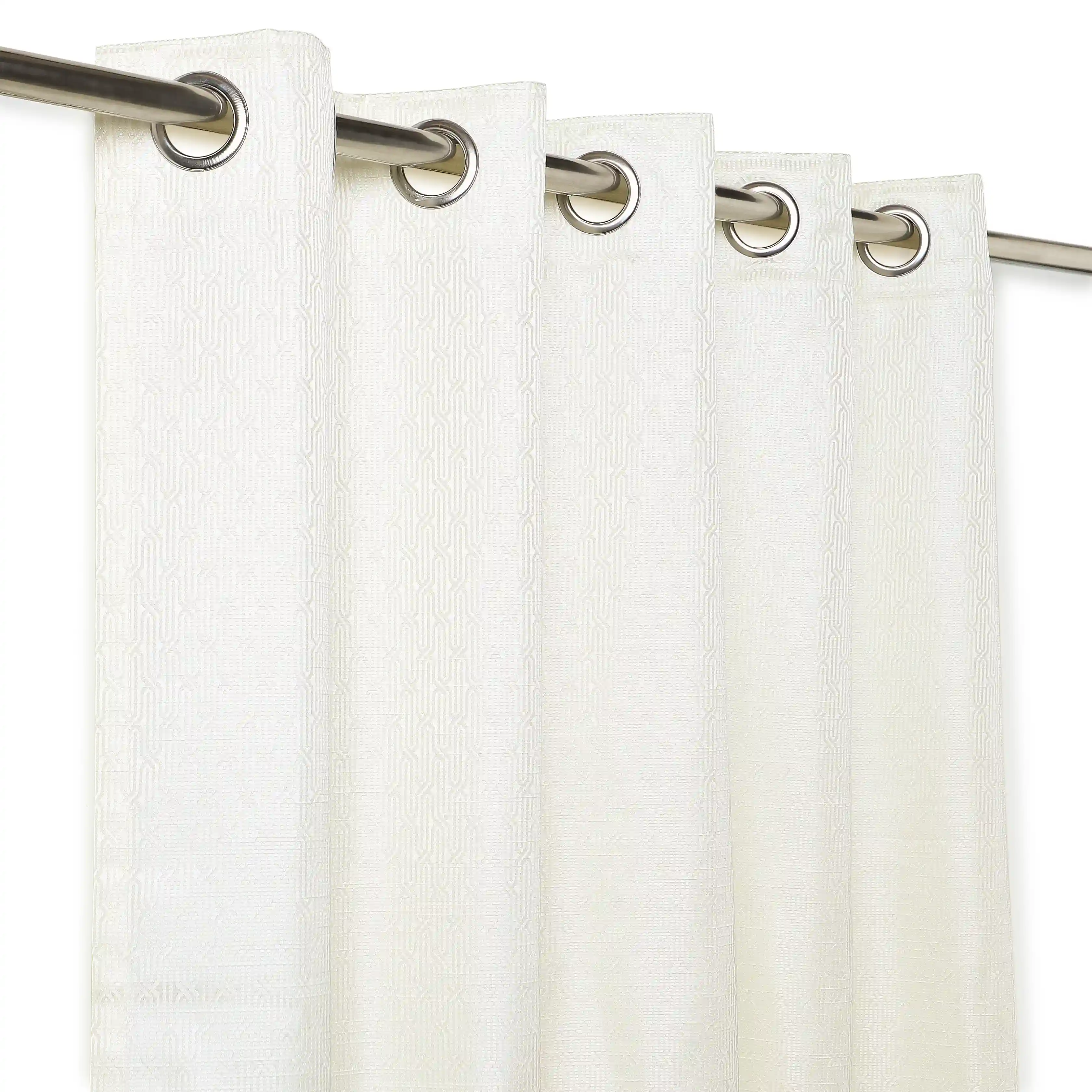 De Jacquard - Classic Set Of 2 Jacquard Readymade Curtains | Layered Lines - Image 10