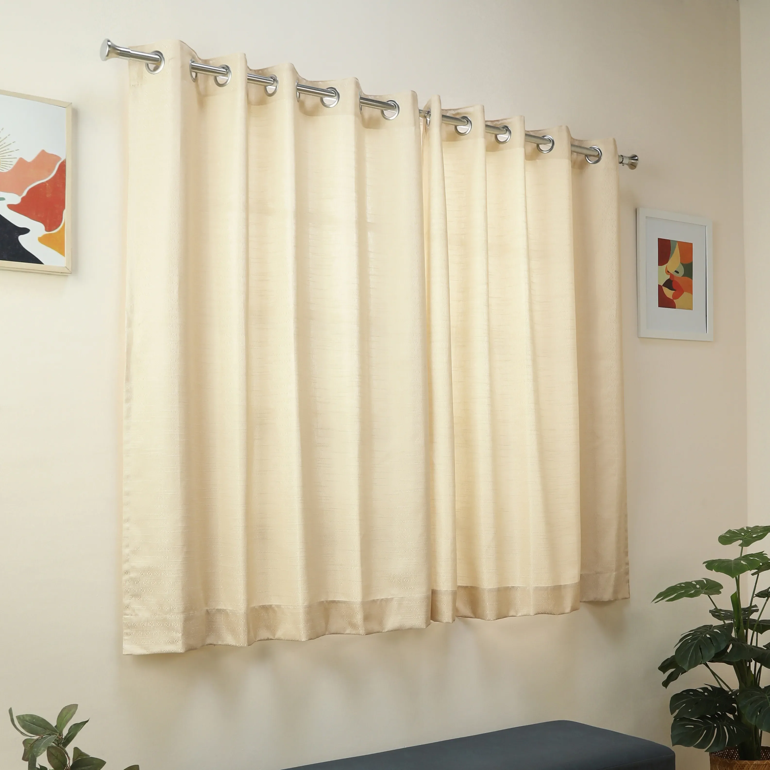 De Jacquard - Classic Set Of 2 Jacquard Readymade Curtains | Layered Lines - Image 13