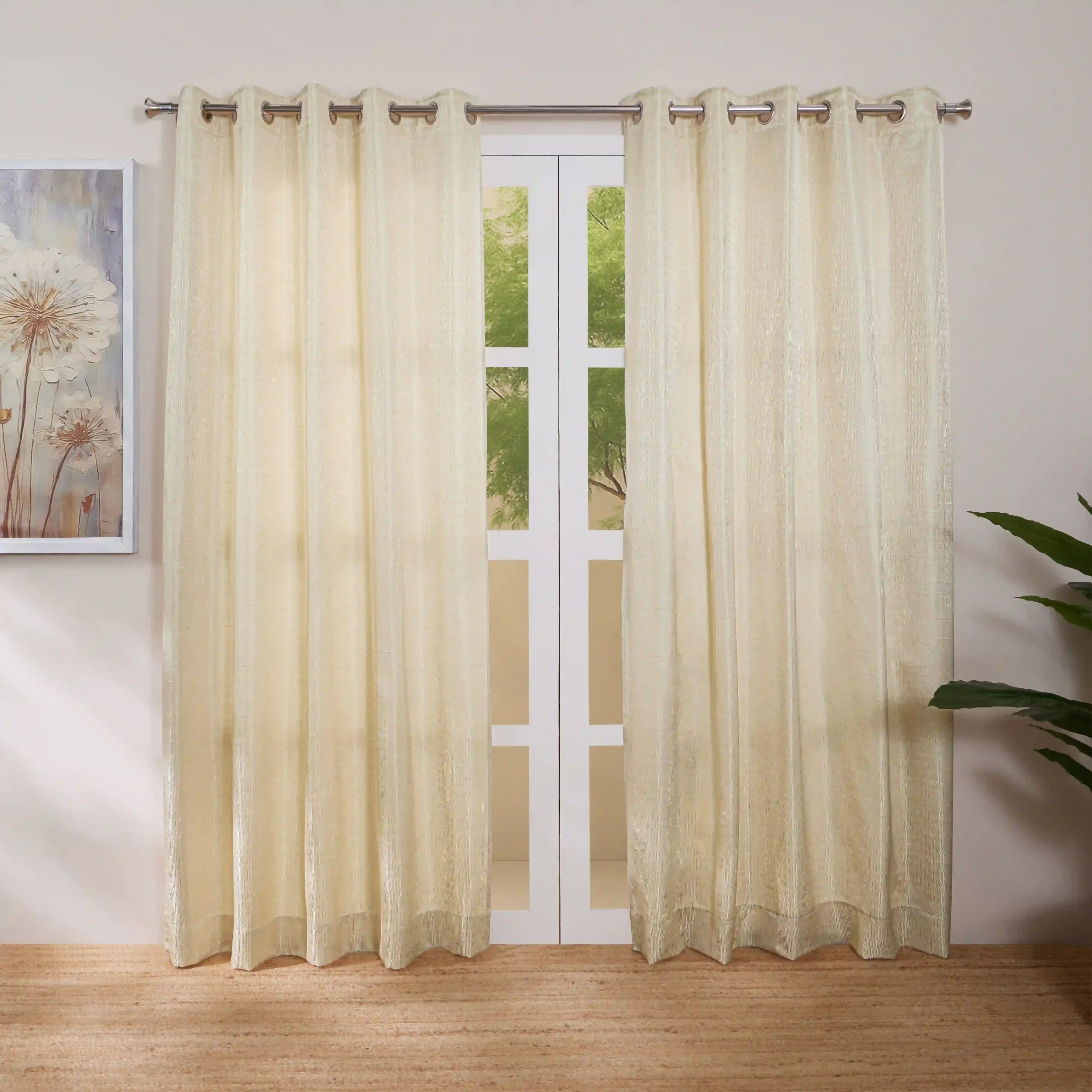 De Jacquard - Classic Set Of 2 Jacquard Readymade Curtains | Layered Lines - Image 17