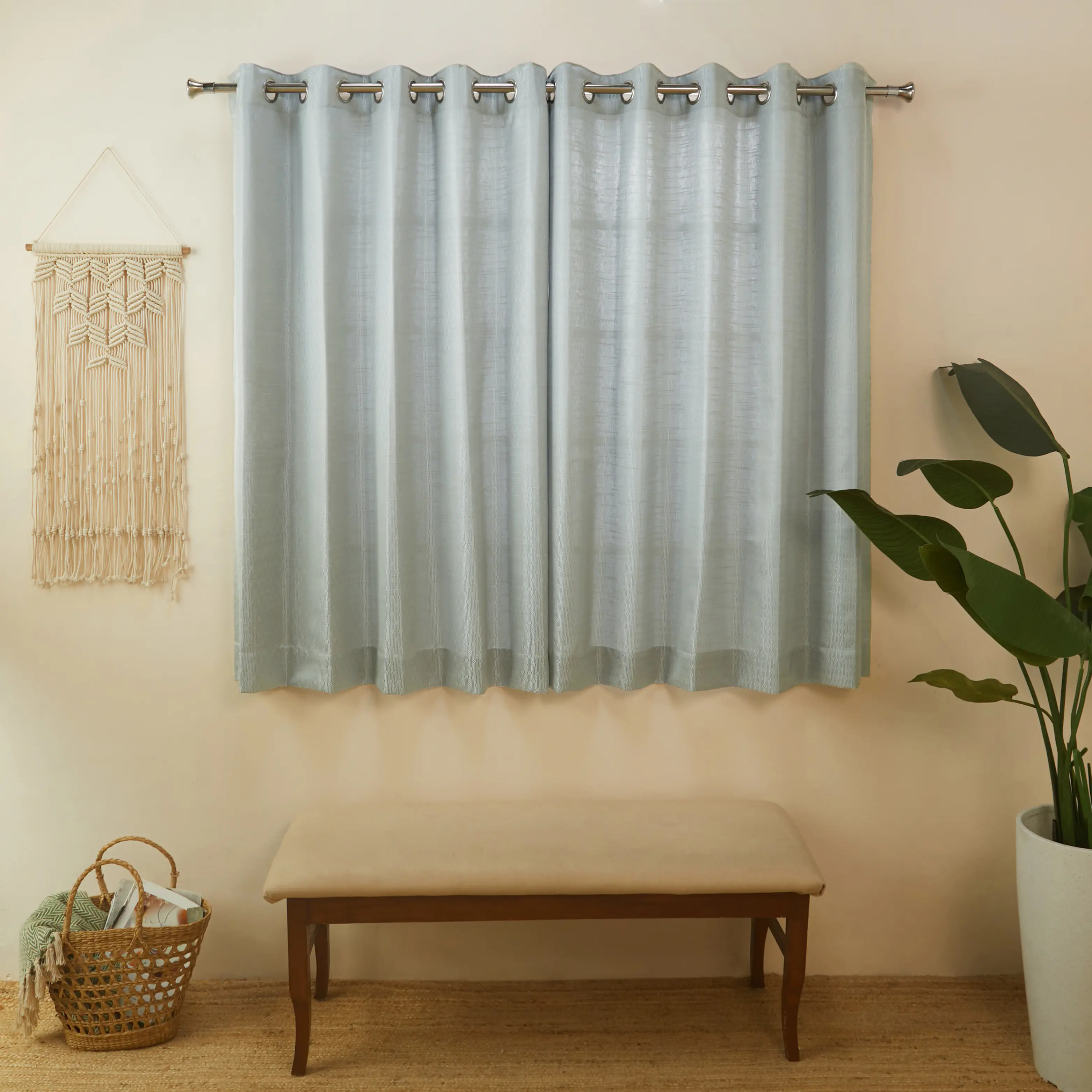 De Jacquard - Classic Set Of 2 Jacquard Readymade Curtains | Layered Lines - Image 25