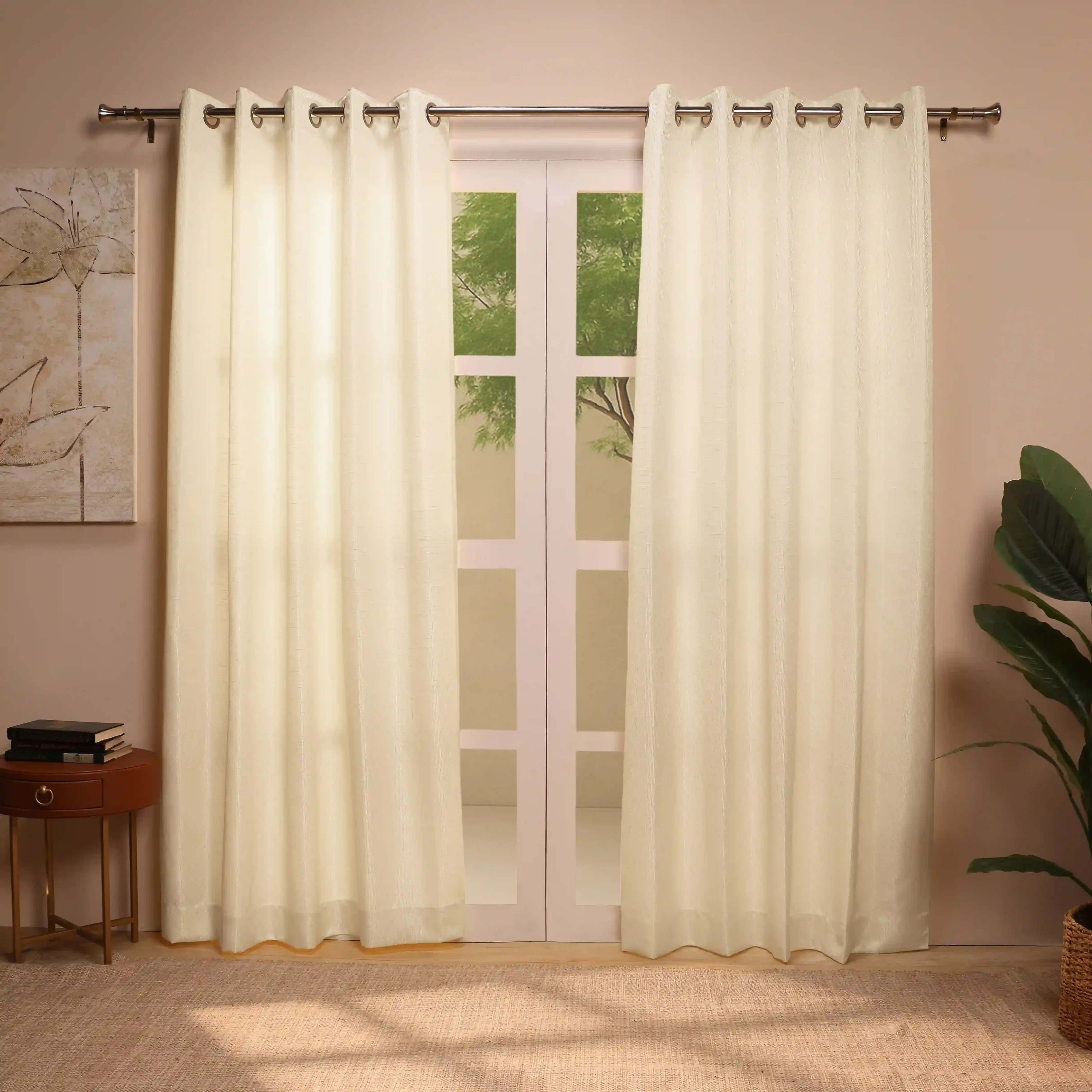 De Jacquard - Classic Set Of 2 Jacquard Readymade Curtains | Layered Lines - Image 5