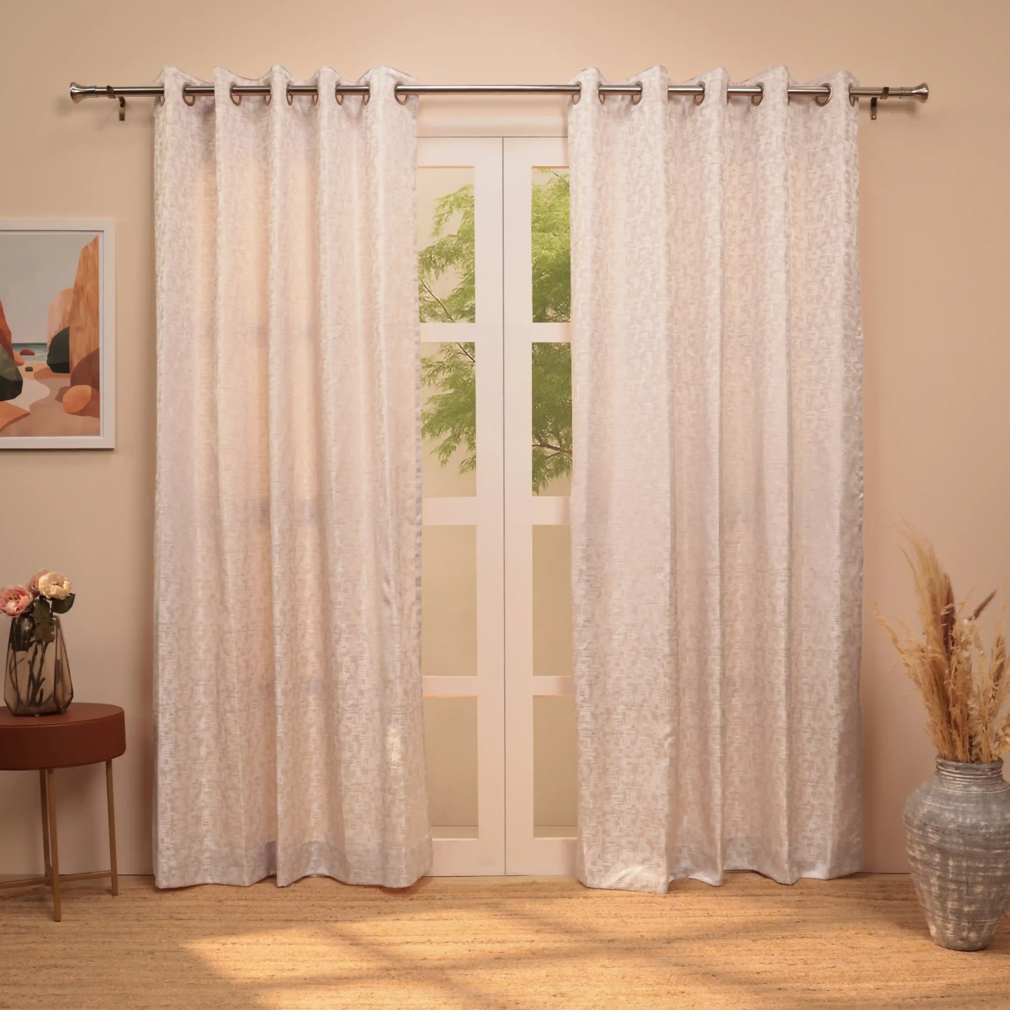 De Jacquard - Classic Set Of 2 Jacquard Readymade Curtains | Textured tales - Image 21