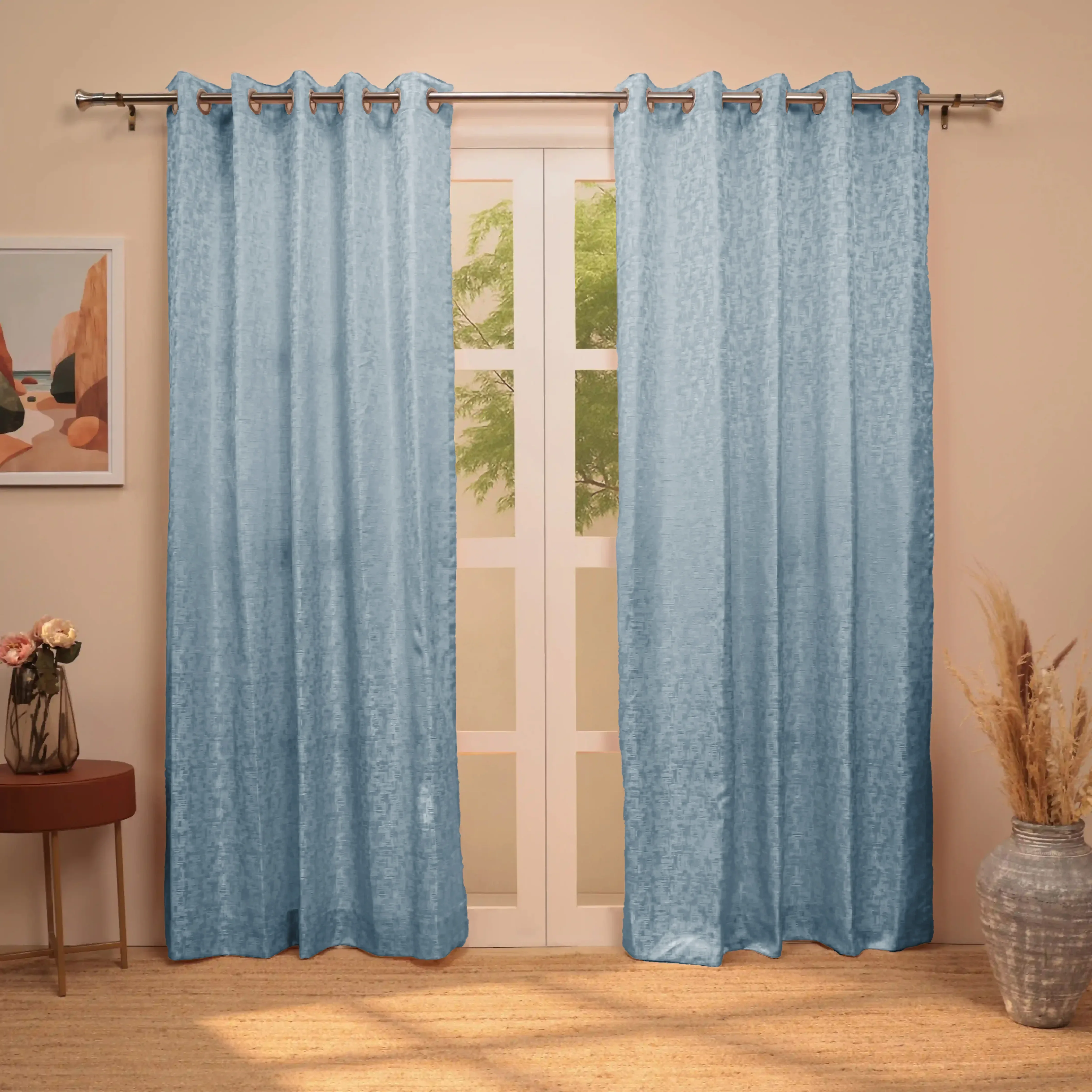 De Jacquard - Classic Set Of 2 Jacquard Readymade Curtains | Textured tales - Image 9