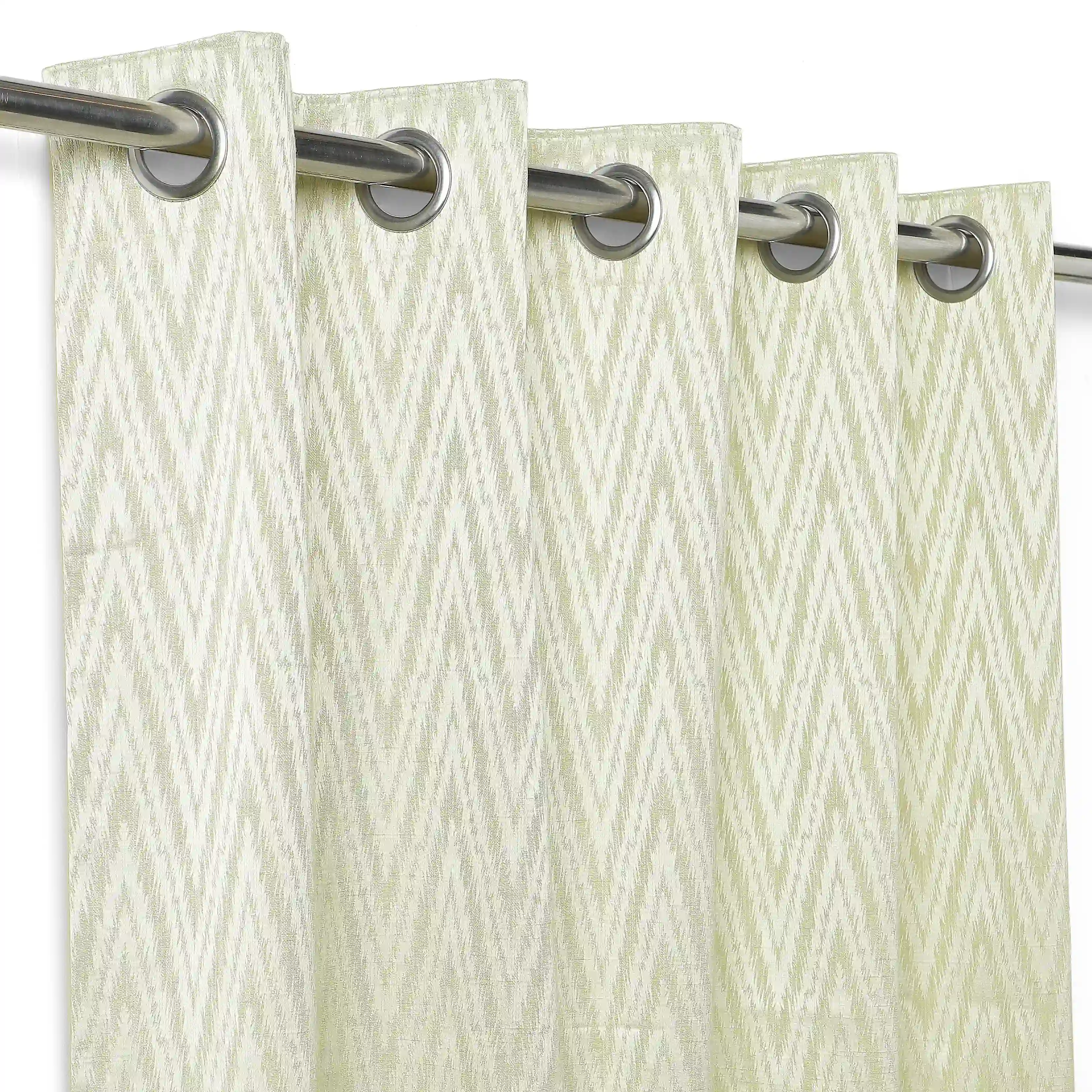 De Jacquard - Classic Set Of 2 Jacquard Readymade Curtains | Tidal Chevron - Image 6