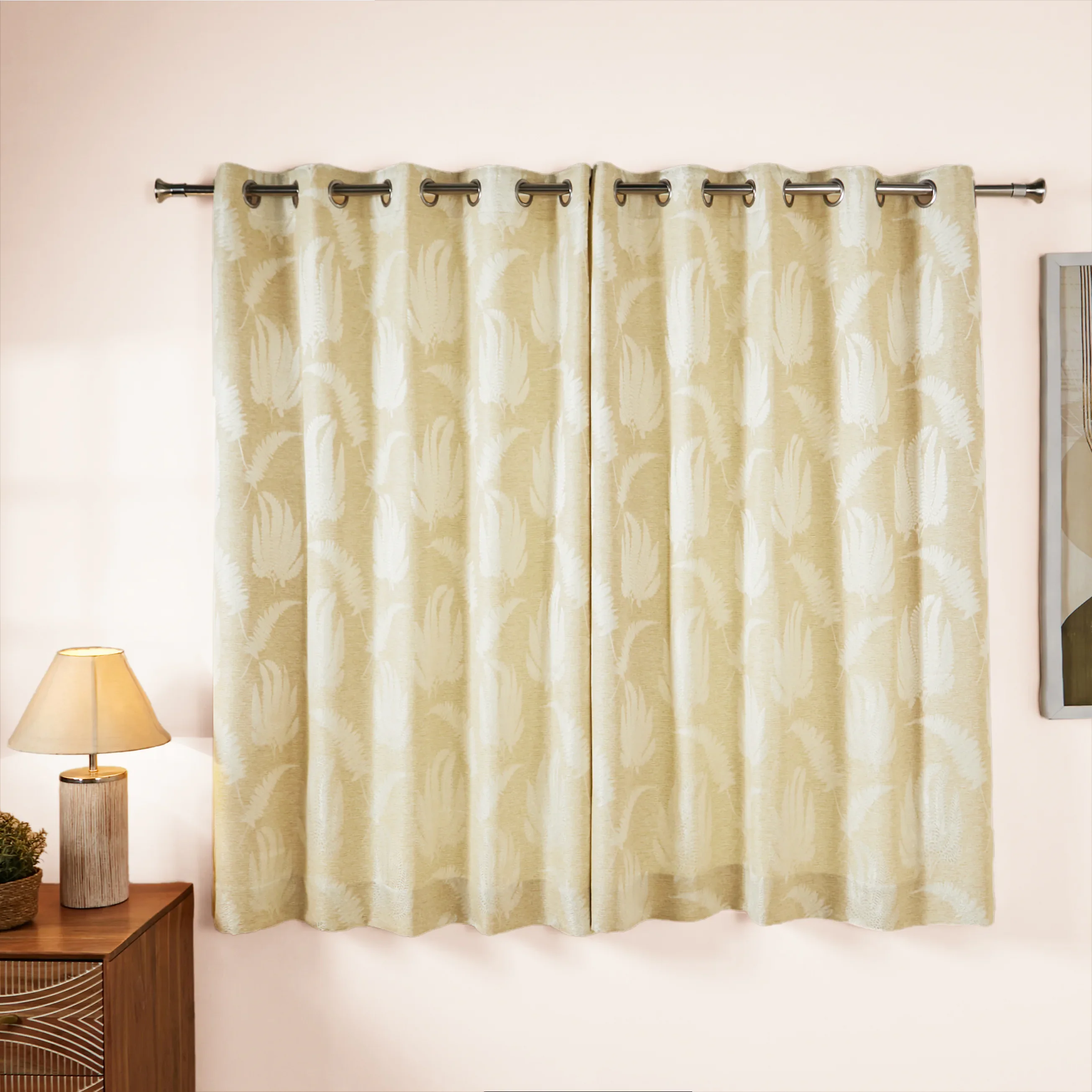 De Jacquard - Classic Set Of 2 Jacquard Readymade Curtains | Tropical Whisper