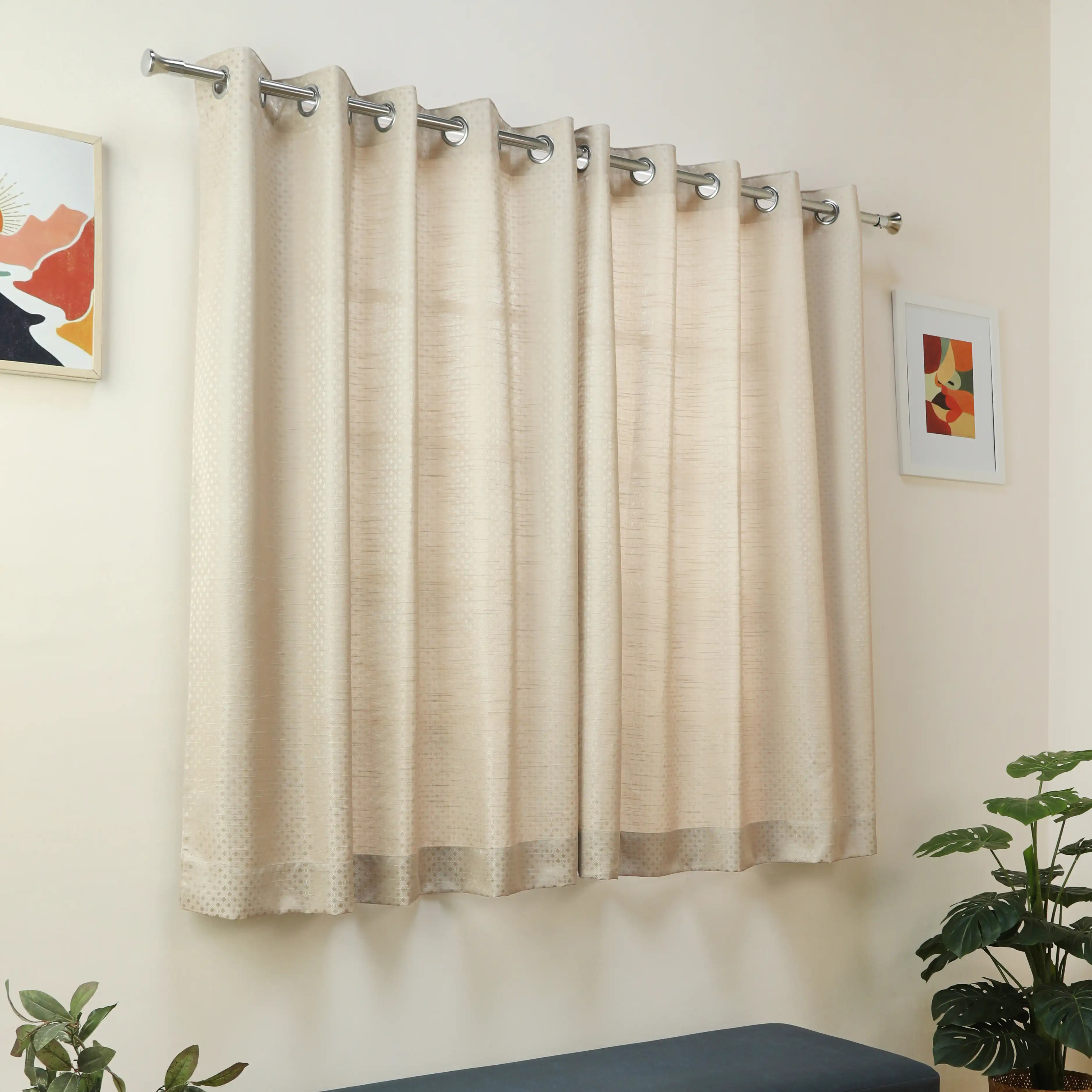 De Jacquard - Classic Set Of 2 Jacquard Readymade Curtains | Wavy Heritage