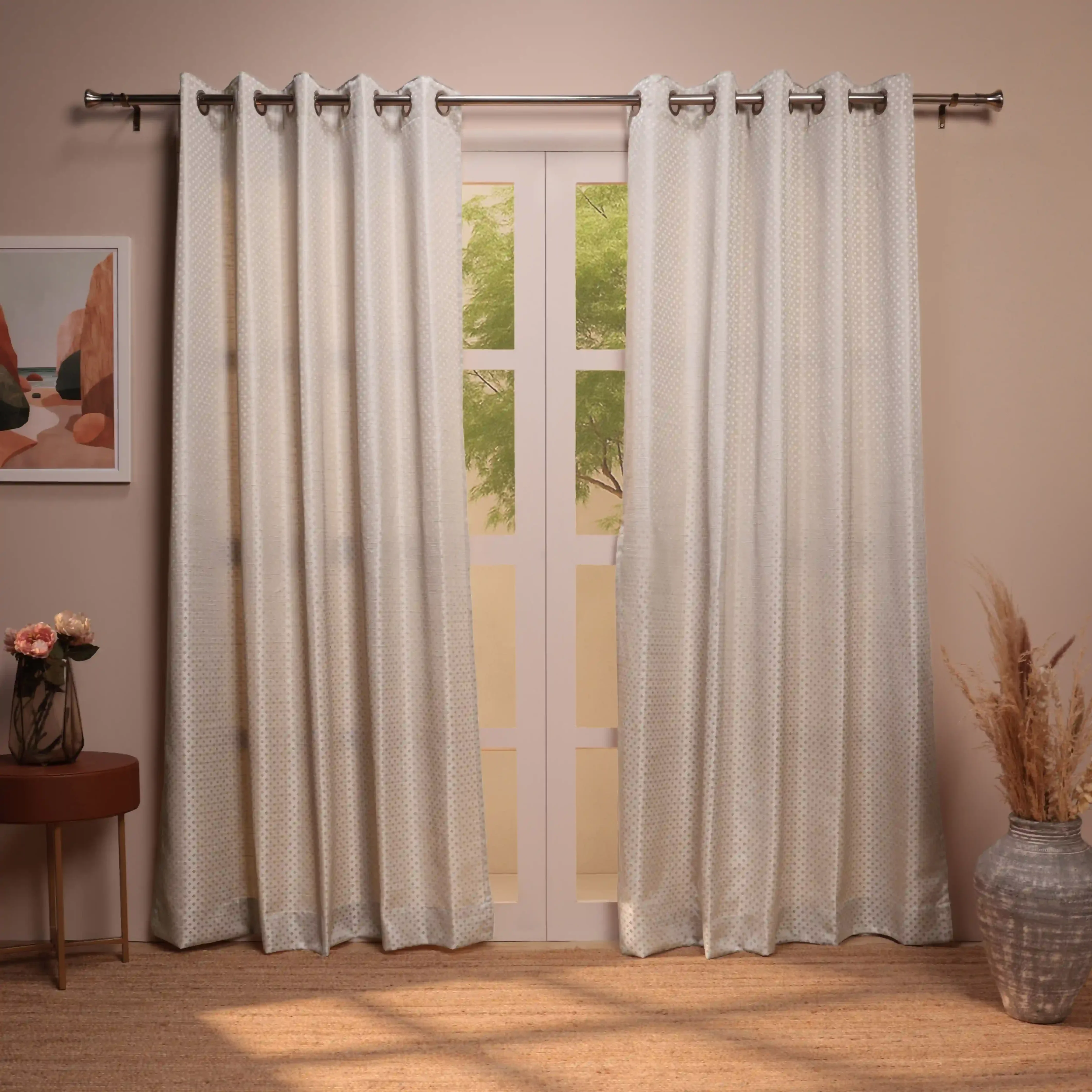 De Jacquard - Classic Set Of 2 Jacquard Readymade Curtains | Wavy Heritage - Image 5