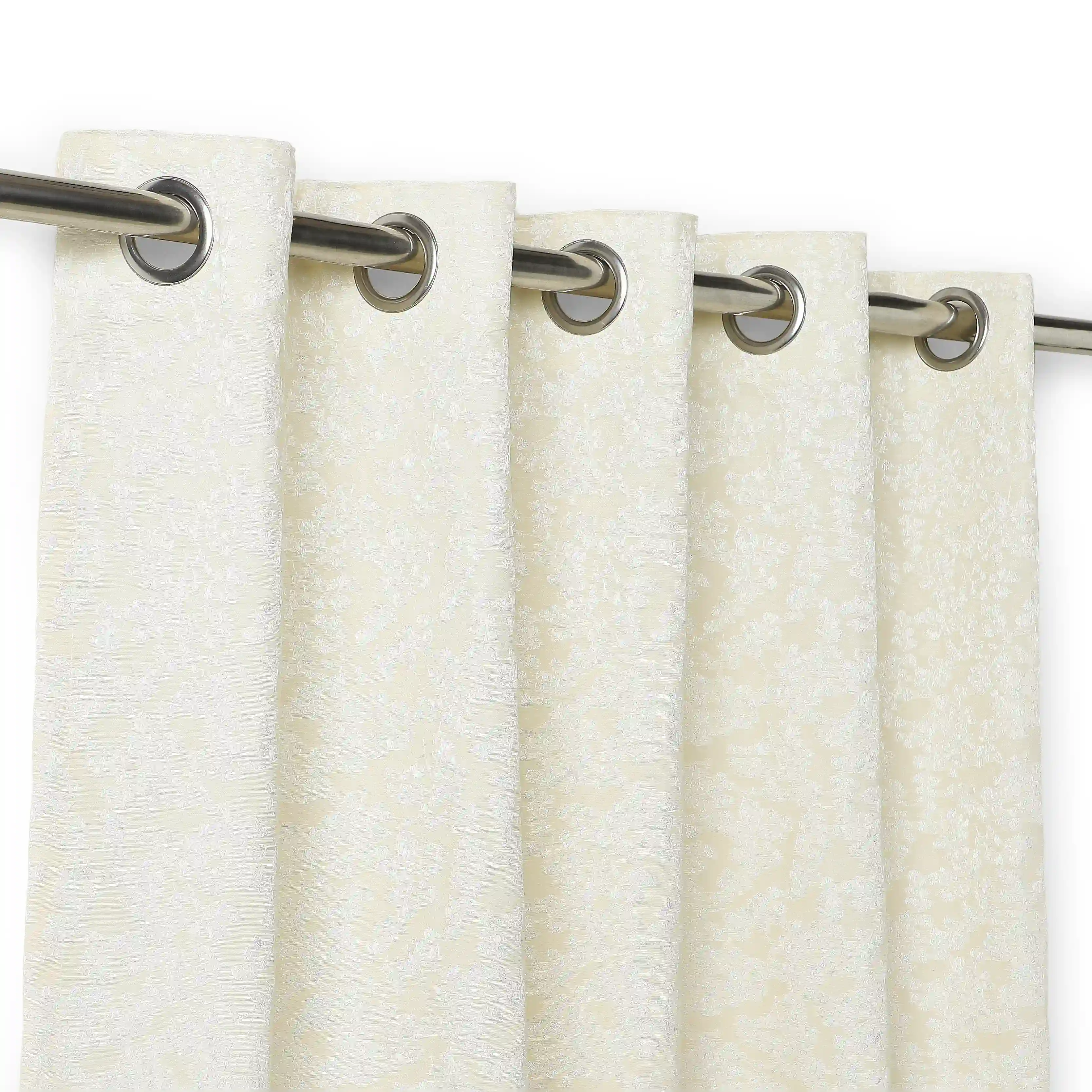 De Jacquard - Luxe Set Of 2 Jacquard Readymade Curtains | Monochrome Flora - Image 10