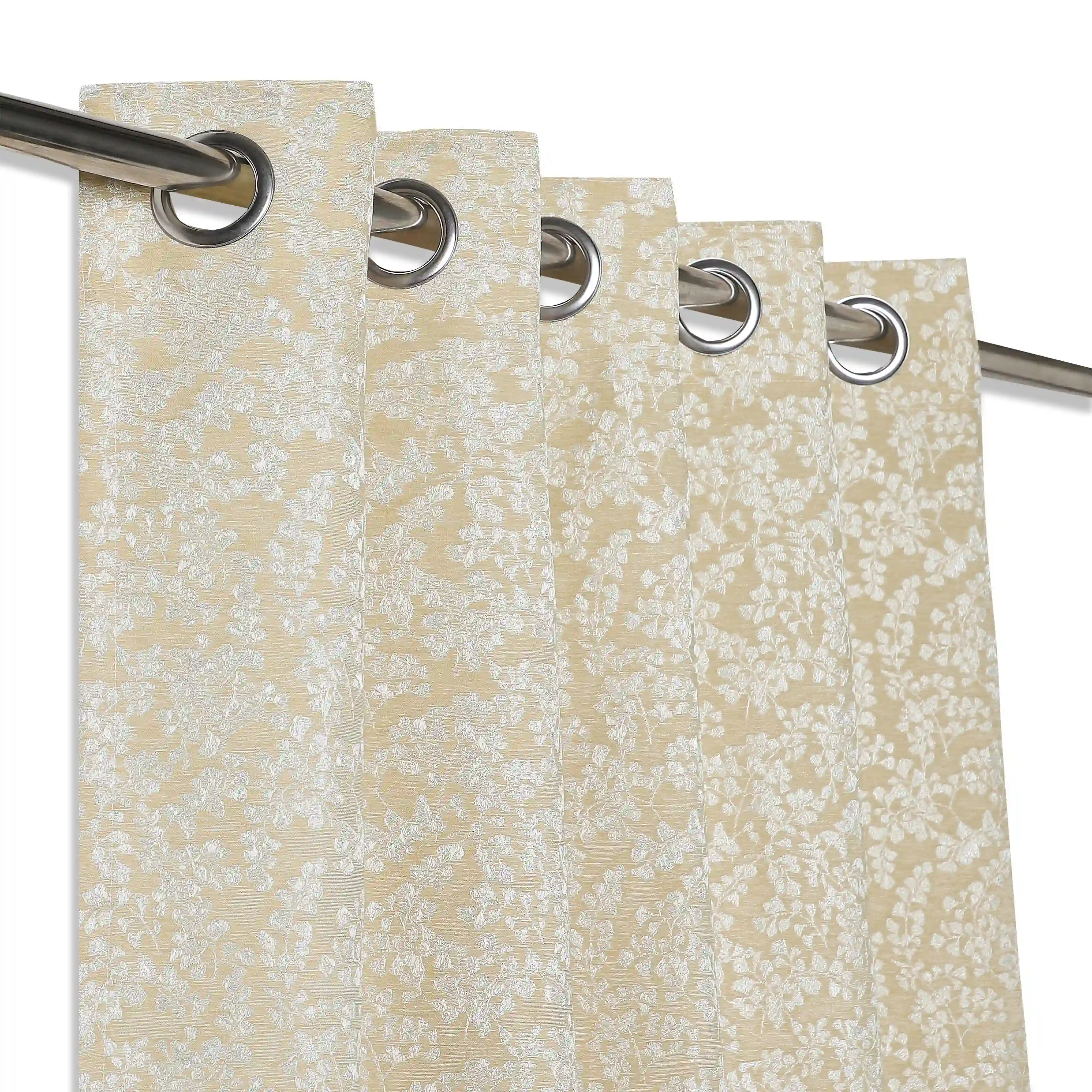 De Jacquard - Luxe Set Of 2 Jacquard Readymade Curtains | Monochrome Flora - Image 14