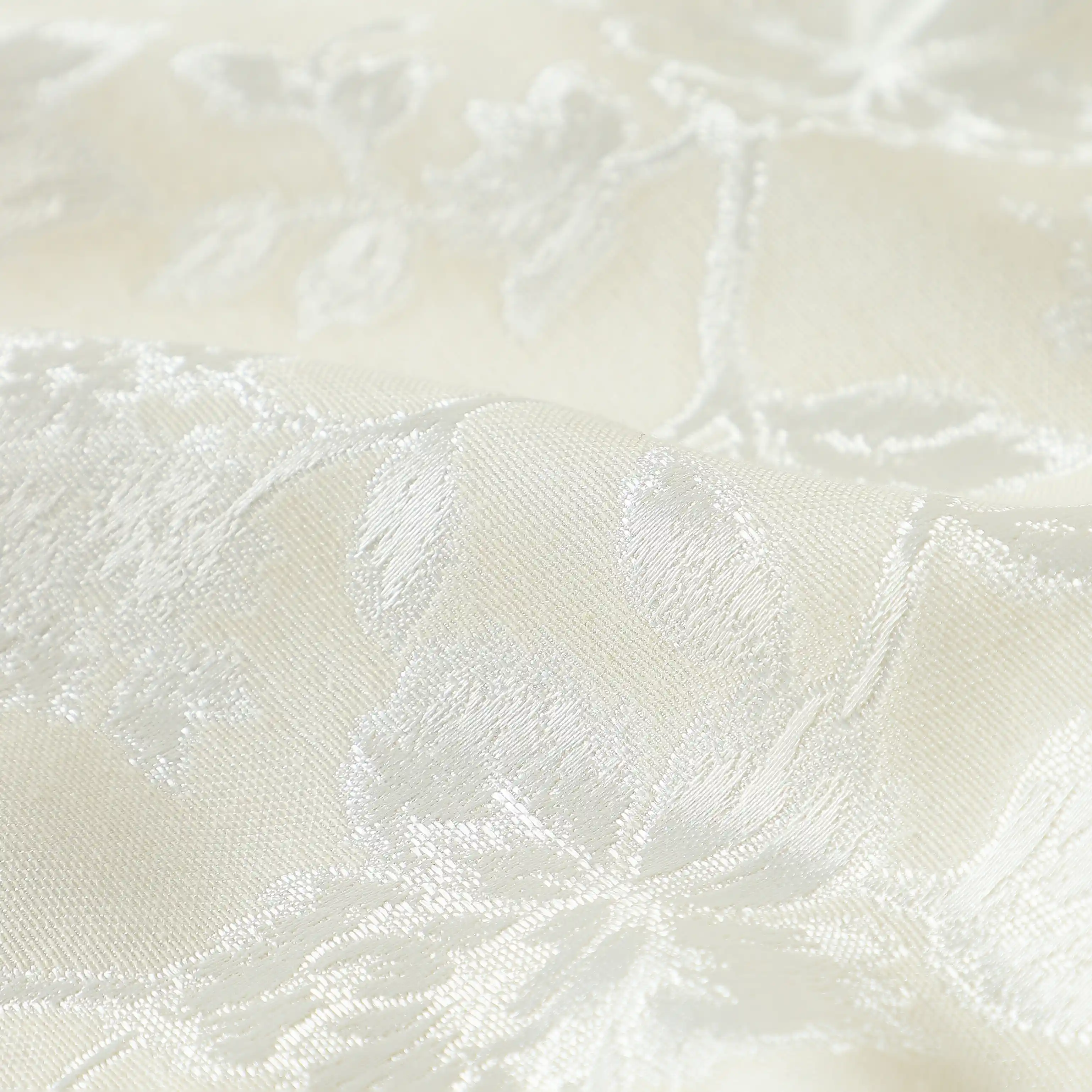 De Jacquard - Luxe Set Of 2 Jacquard Readymade Curtains | Monochrome Flora - Image 19