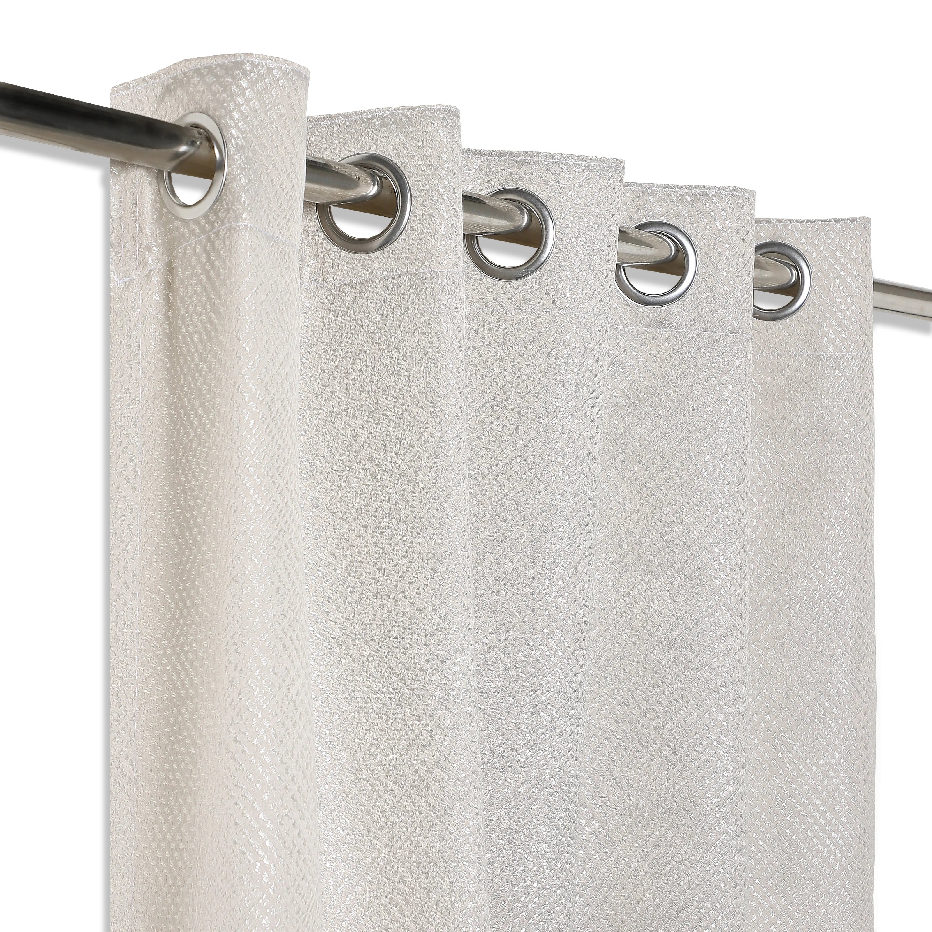 De Jacquard - Luxe Set Of 2 Jacquard Readymade Curtains | Natural Imprint - Image 19