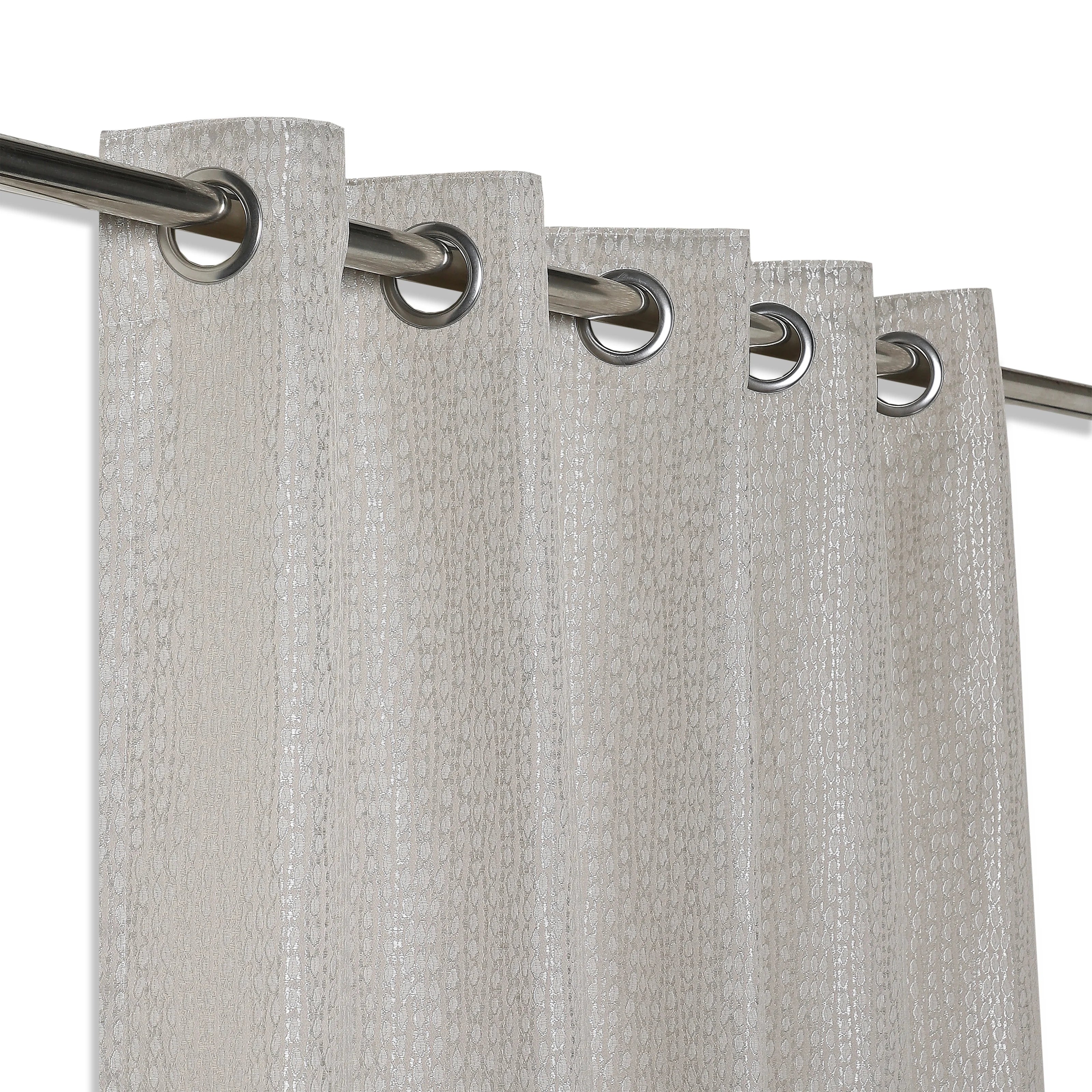 De Jacquard - Luxe Set Of 2 Jacquard Readymade Curtains | Natural Imprint - Image 22