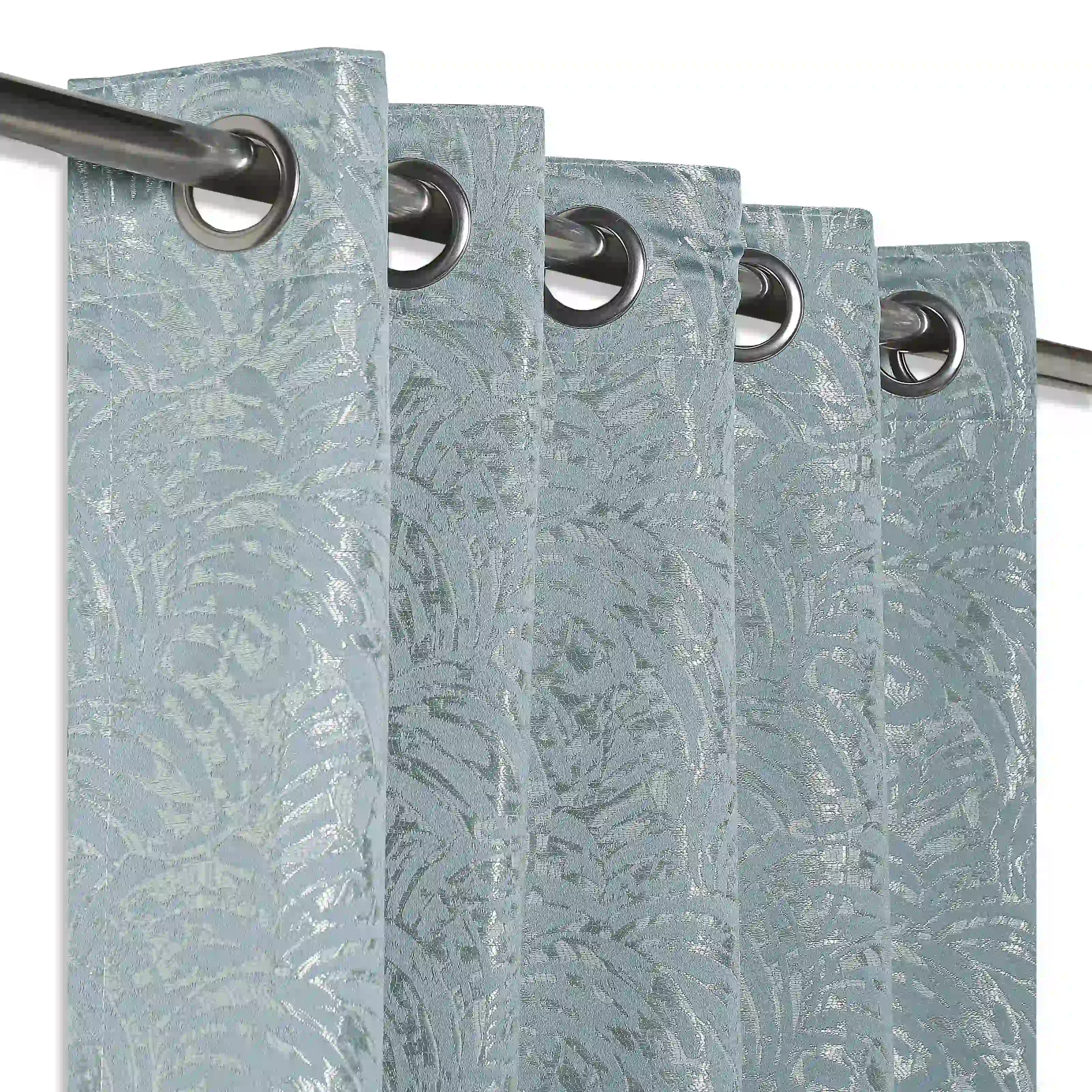 De Jacquard - Luxe Set Of 2 Jacquard Readymade Curtains | Natural Imprint - Image 30