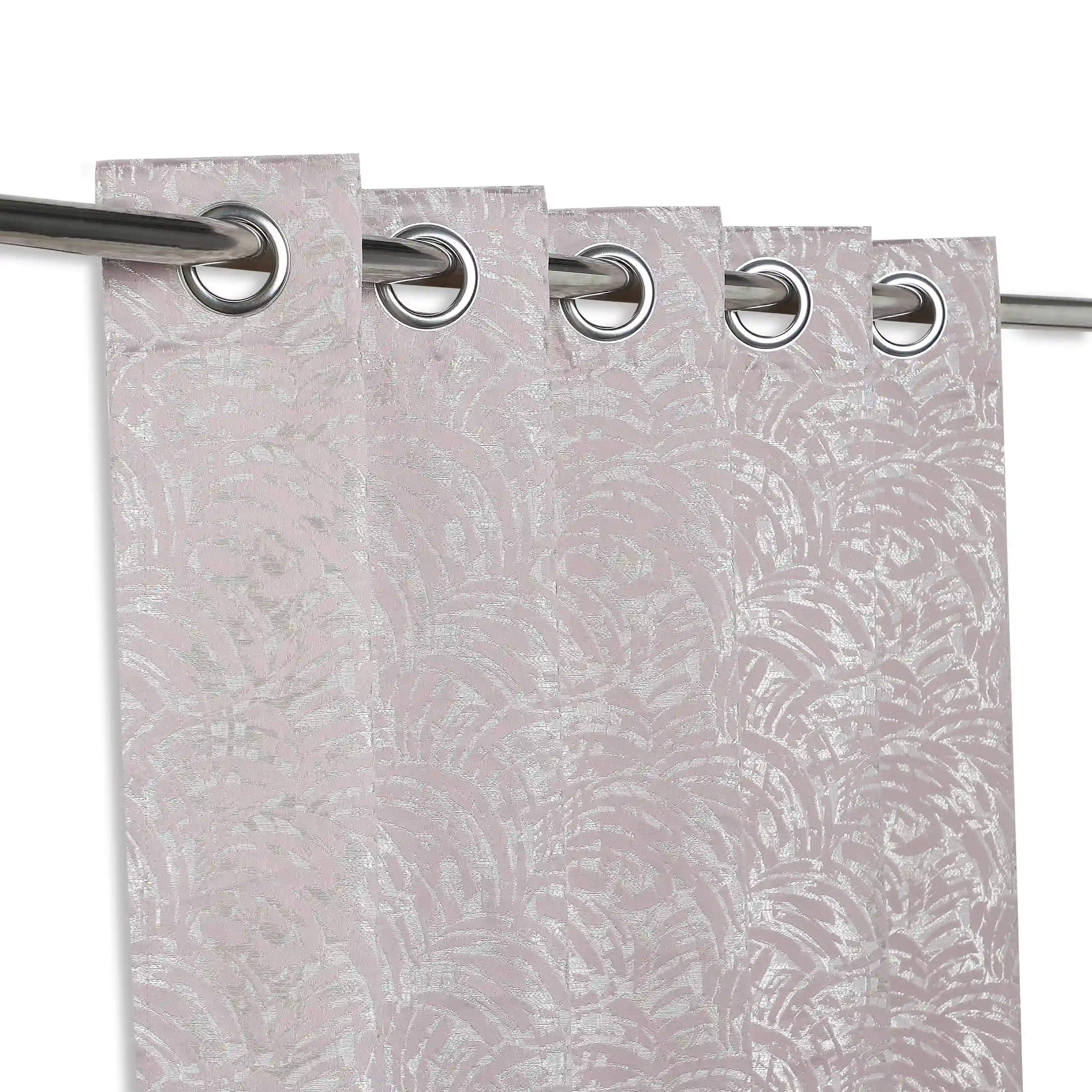 De Jacquard - Luxe Set Of 2 Jacquard Readymade Curtains | Natural Imprint - Image 42
