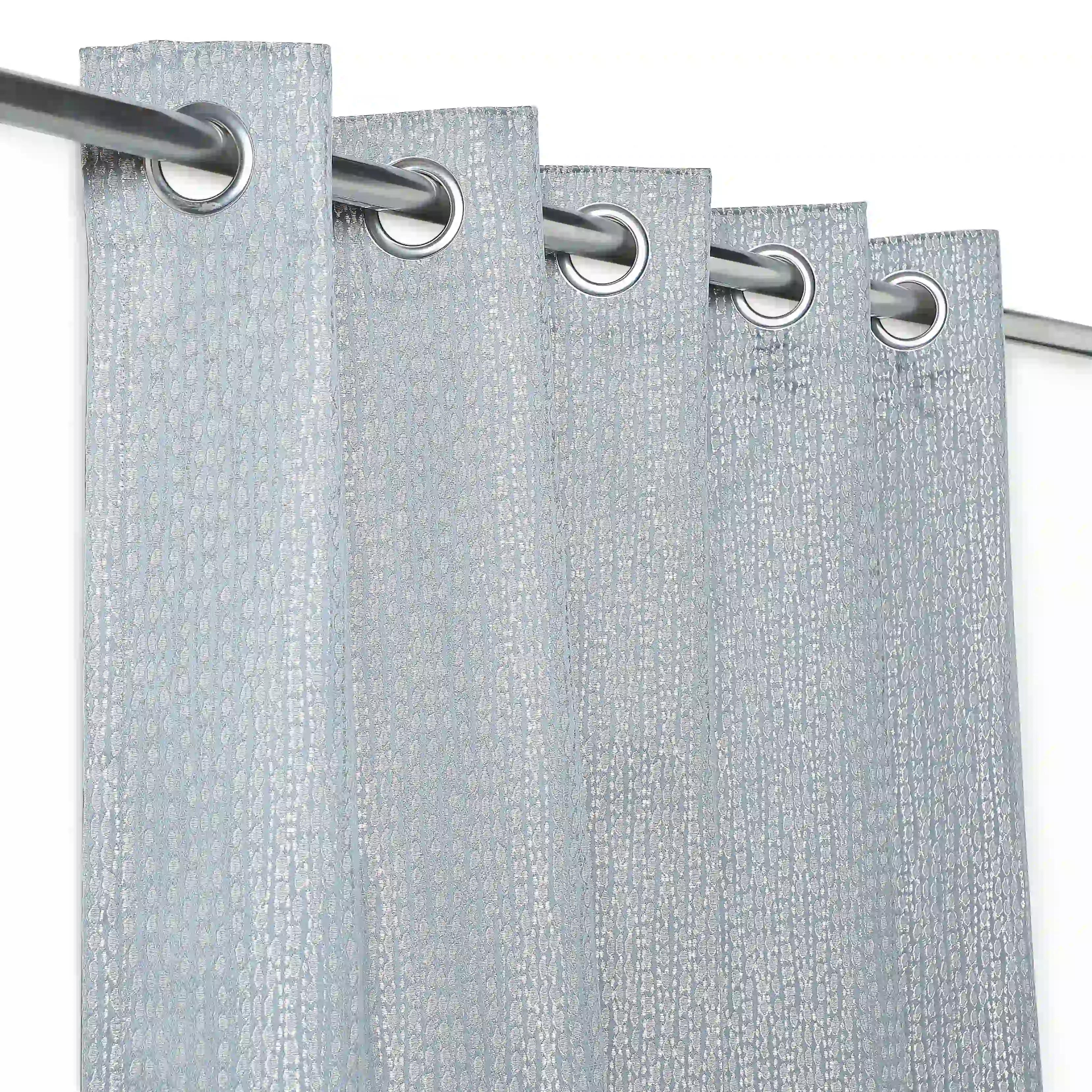 De Jacquard - Luxe Set Of 2 Jacquard Readymade Curtains | Natural Imprint - Image 46