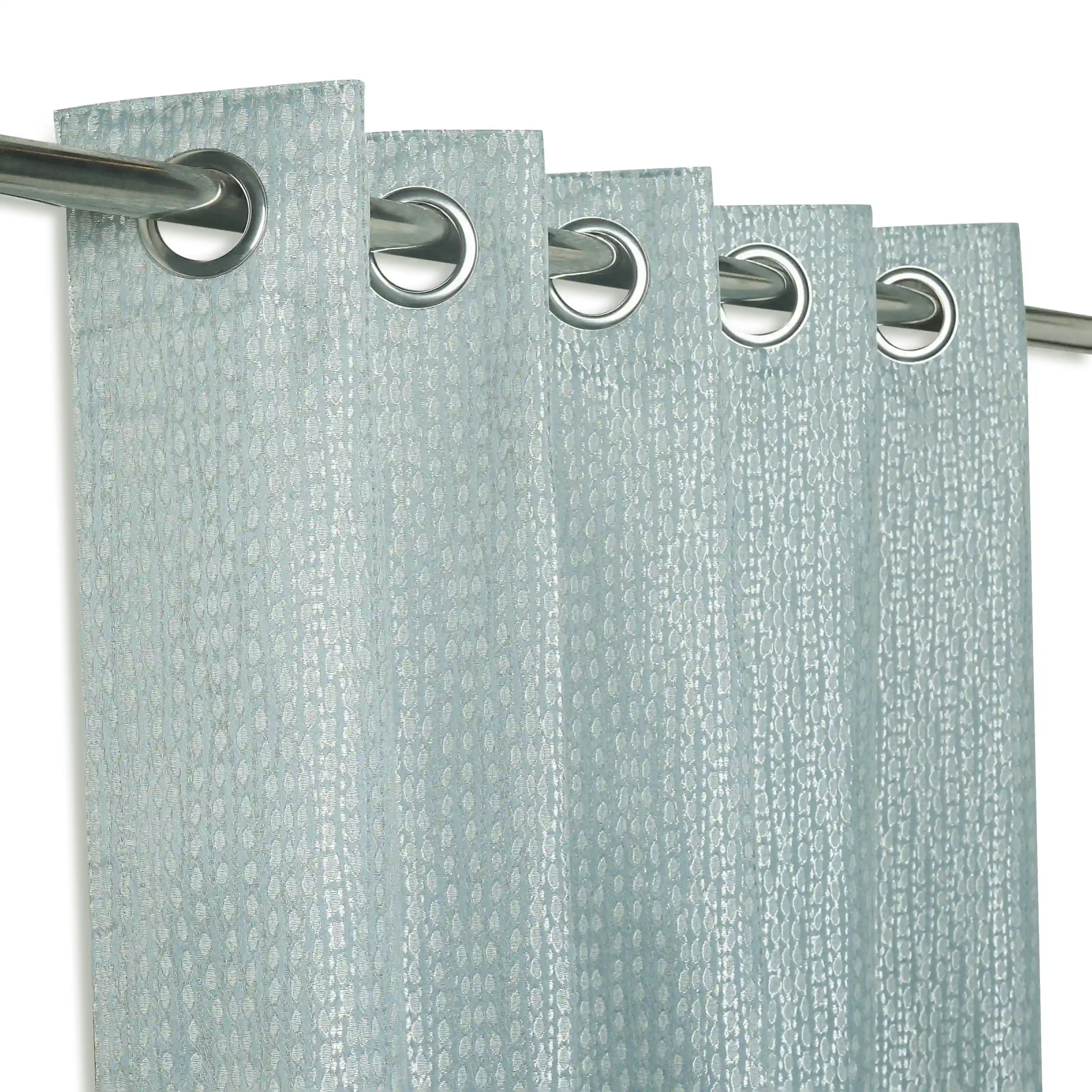 De Jacquard - Luxe Set Of 2 Jacquard Readymade Curtains | Natural Imprint - Image 54