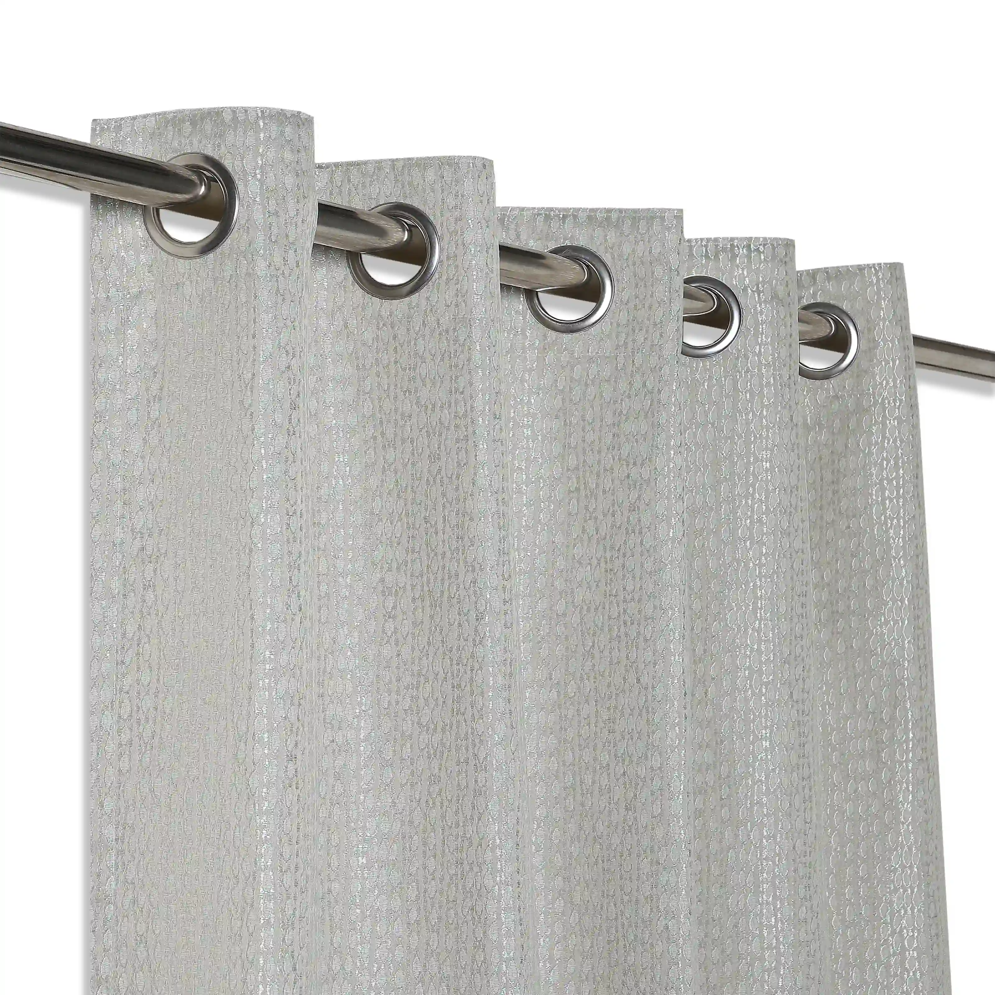 De Jacquard - Luxe Set Of 2 Jacquard Readymade Curtains | Natural Imprint - Image 58