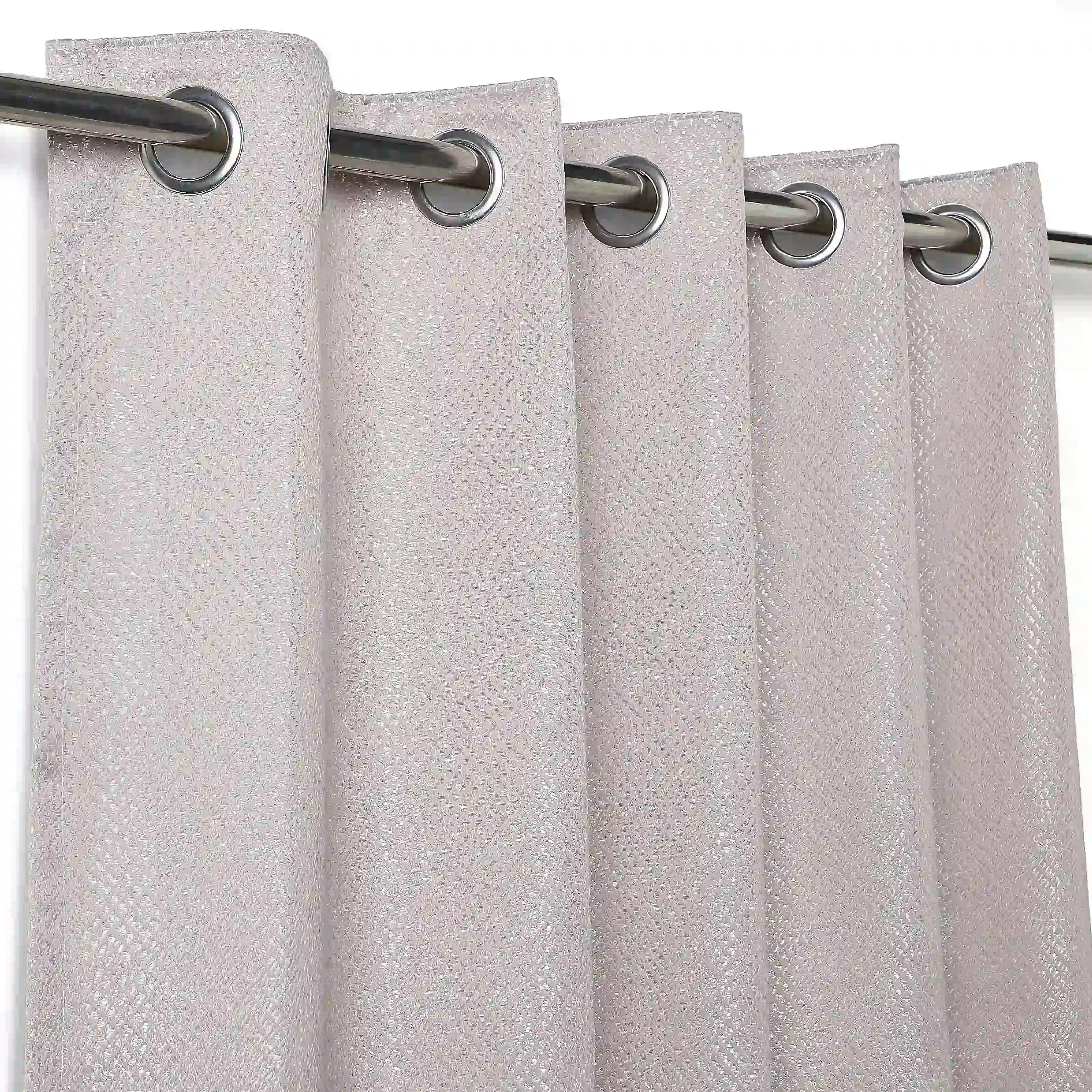 De Jacquard - Luxe Set Of 2 Jacquard Readymade Curtains | Natural Imprint - Image 70