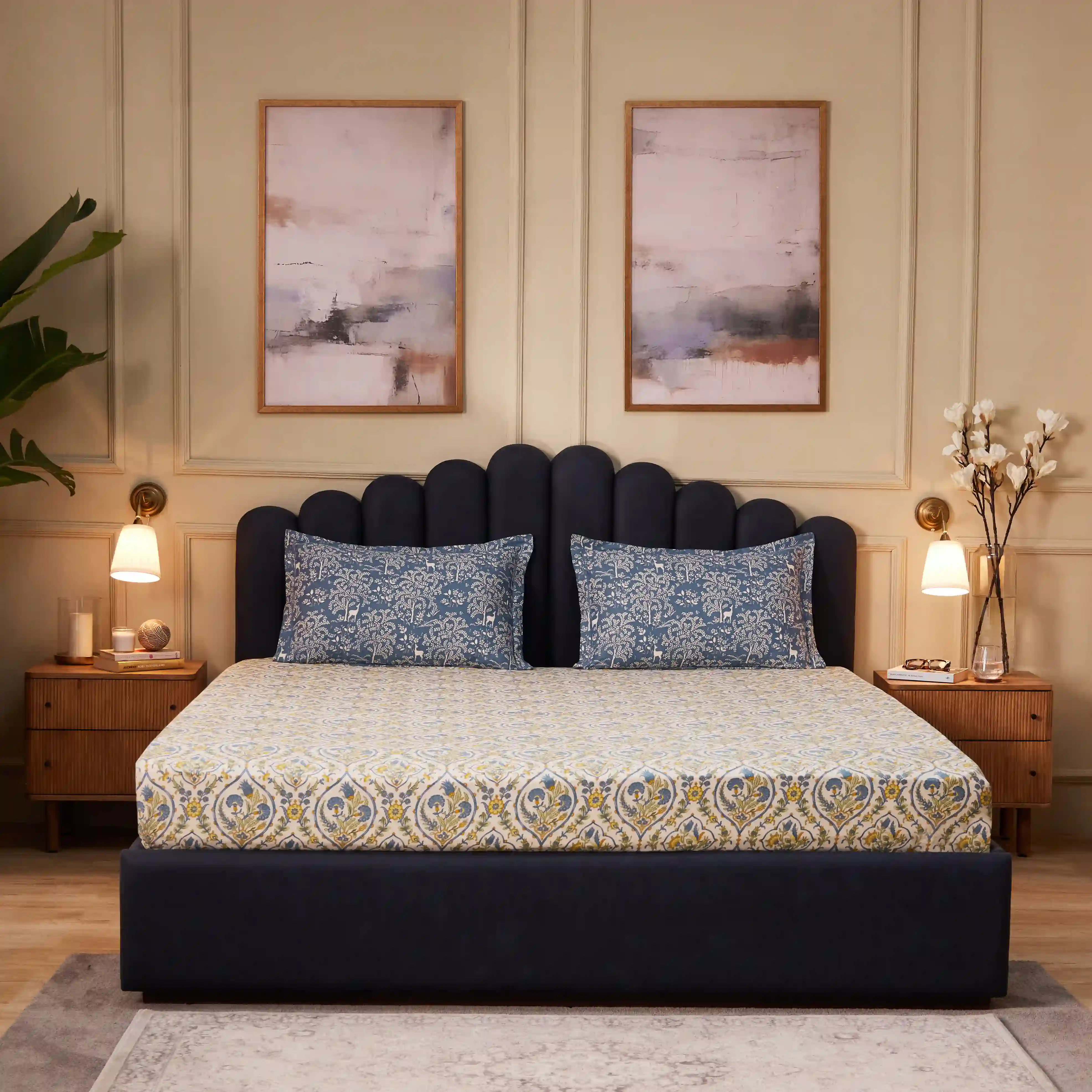Fergana | 250TC Artistic Bohemian Printed Cotton Bedsheet Set  | Pillow Cover with Merrow Hem Treatment - Image 12