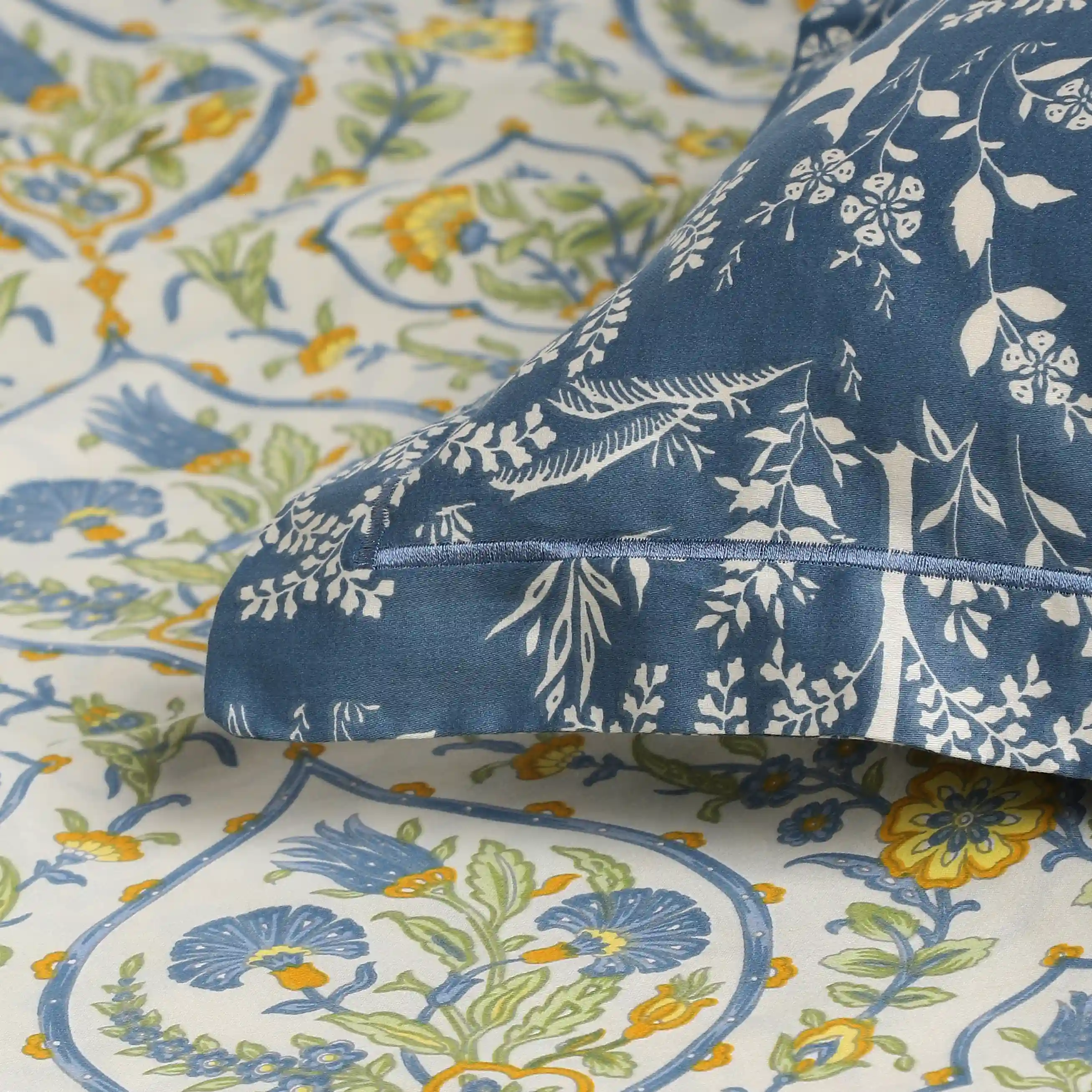 Fergana | 250TC Artistic Bohemian Printed Cotton Bedsheet Set  | Pillow Cover with Merrow Hem Treatment - Image 15
