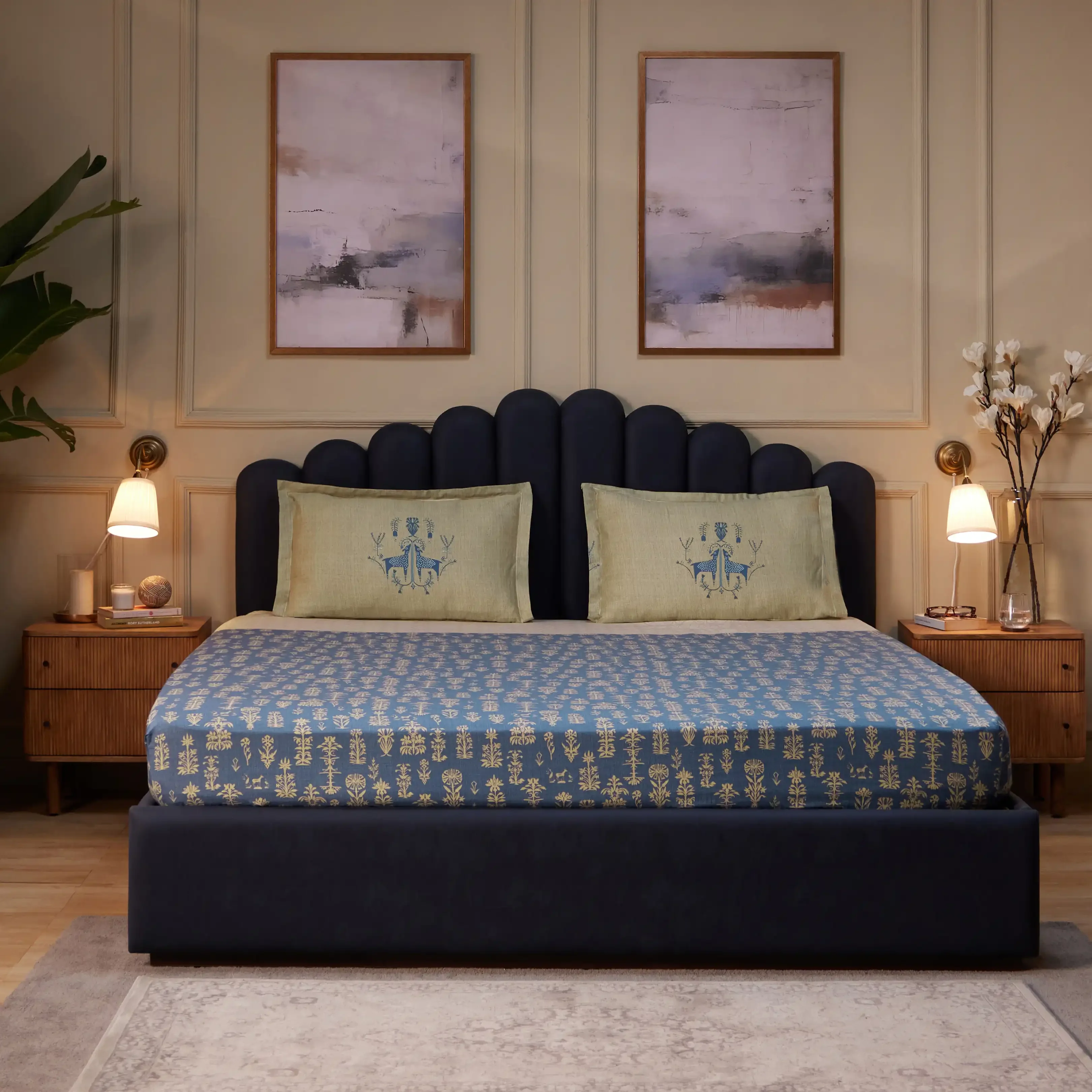 Fergana | 250TC Artistic Bohemian Printed Cotton Bedsheet Set  | Pillow Cover with Merrow Hem Treatment - Image 17