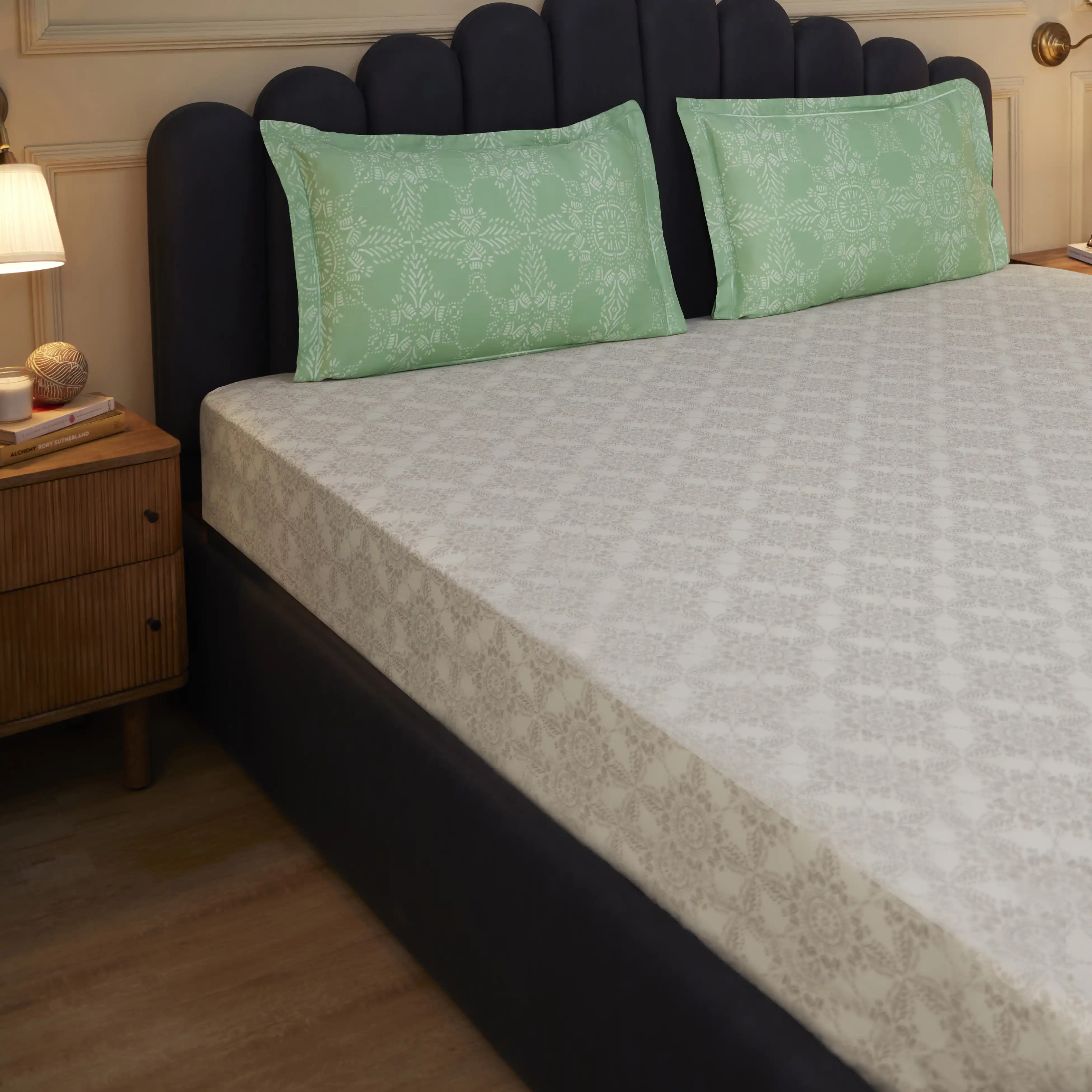 Fergana | 250TC Artistic Bohemian Printed Cotton Bedsheet Set  | Pillow Cover with Merrow Hem Treatment - Image 21