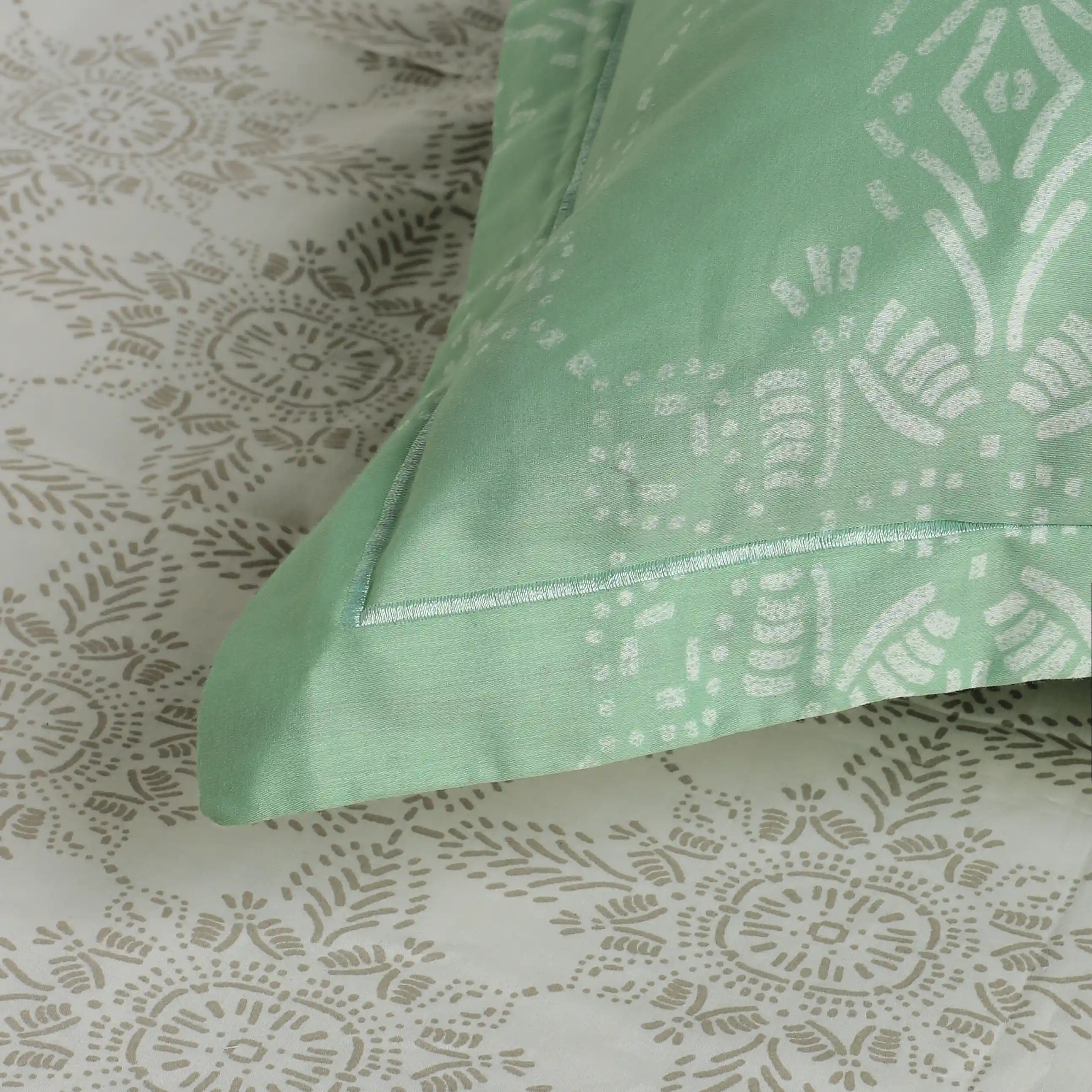 Fergana | 250TC Artistic Bohemian Printed Cotton Bedsheet Set  | Pillow Cover with Merrow Hem Treatment - Image 25