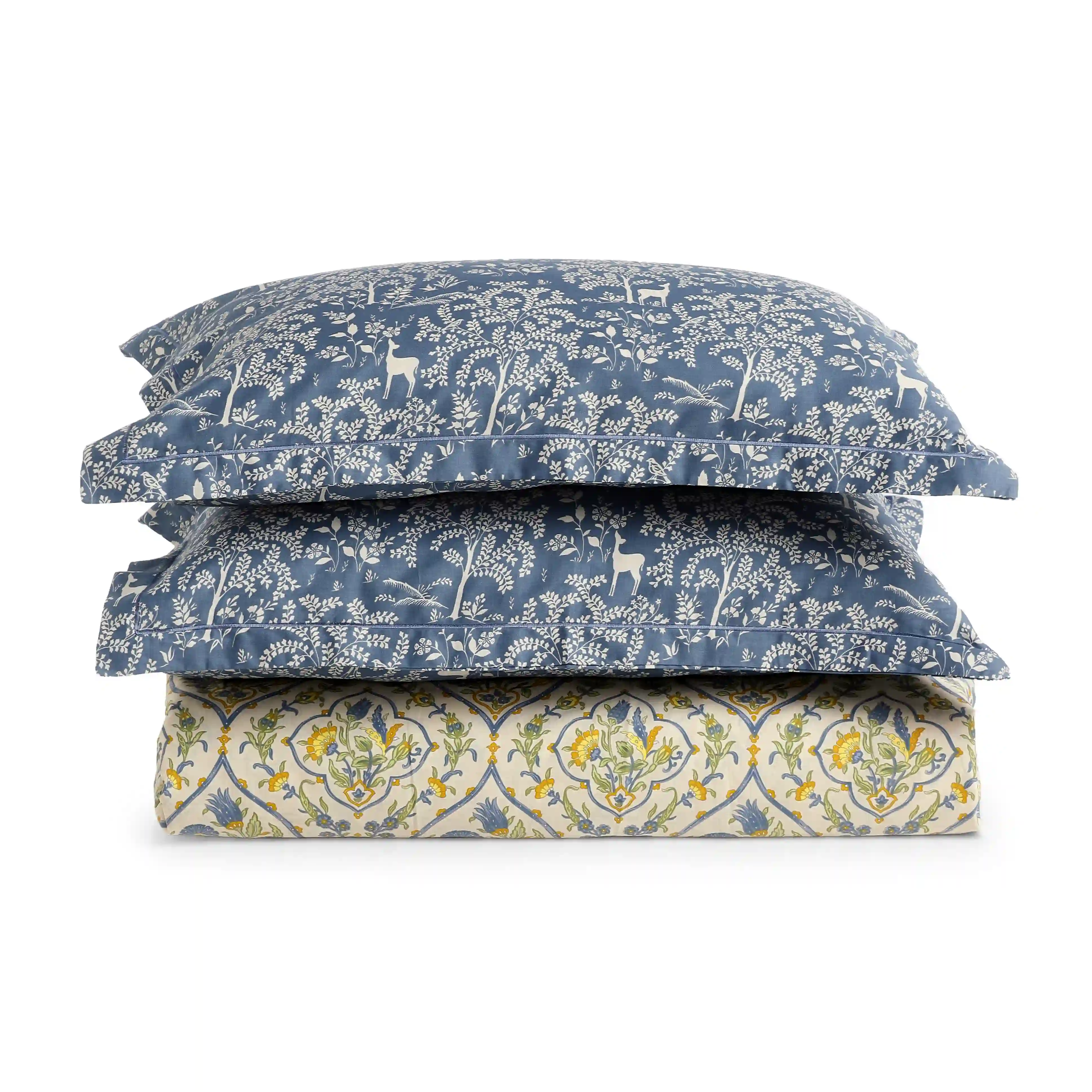 Fergana | 250TC Artistic Bohemian Printed Cotton Fitted Sheet Set  | Pillow Cover with Merrow Hem Treatment - Image 19