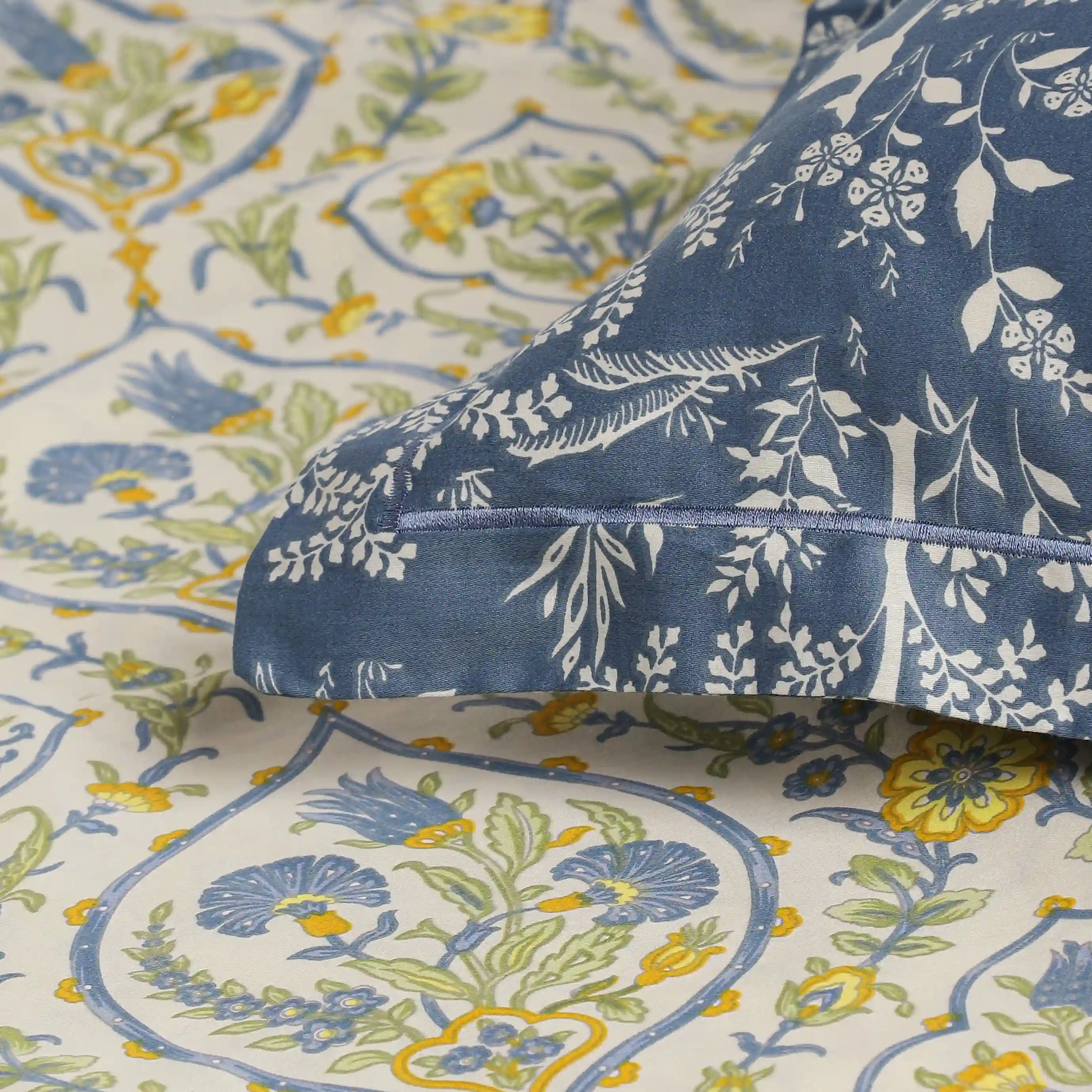 Fergana | 250TC Artistic Bohemian Printed Cotton Fitted Sheet Set  | Pillow Cover with Merrow Hem Treatment - Image 20