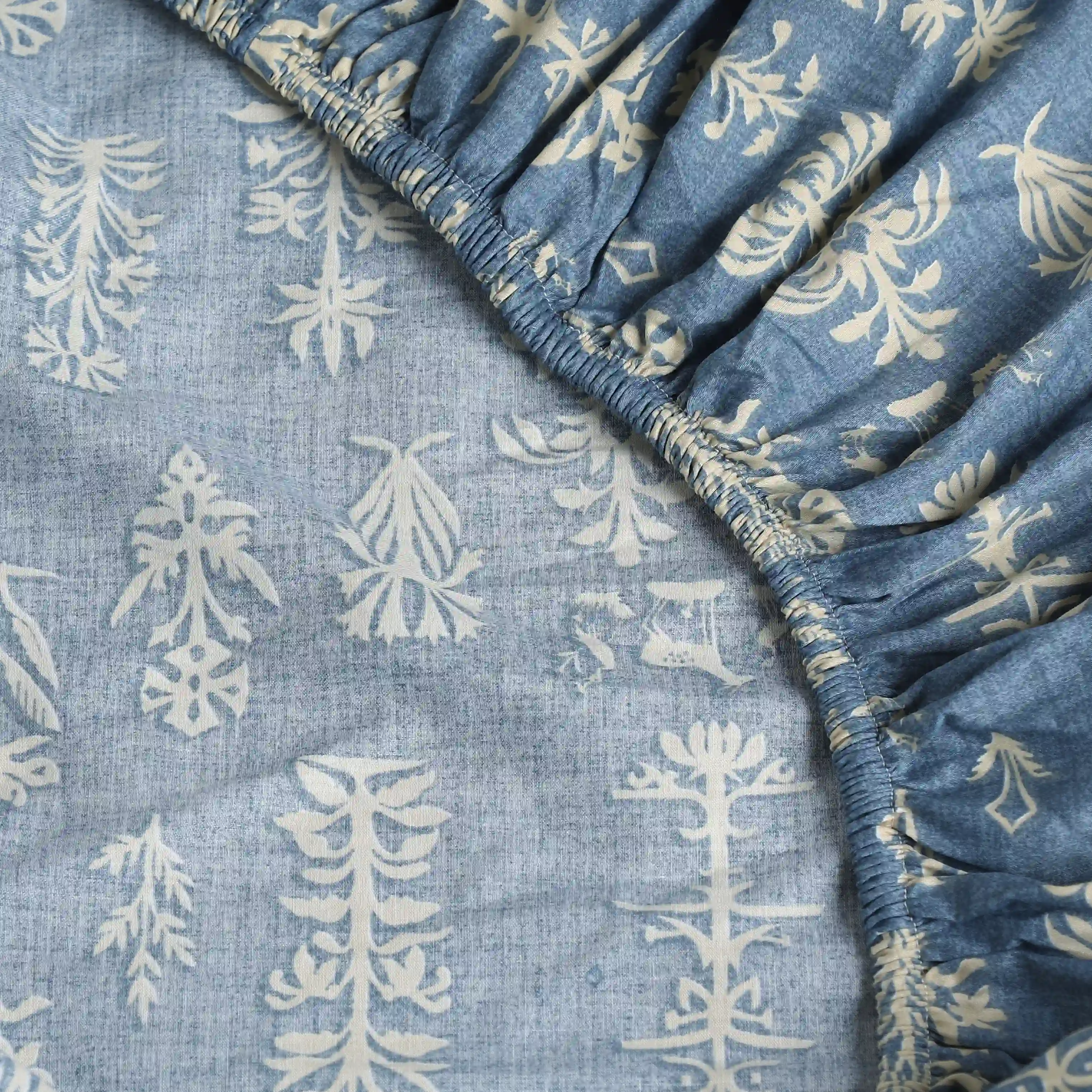 Fergana | 250TC Artistic Bohemian Printed Cotton Fitted Sheet Set  | Pillow Cover with Merrow Hem Treatment - Image 28