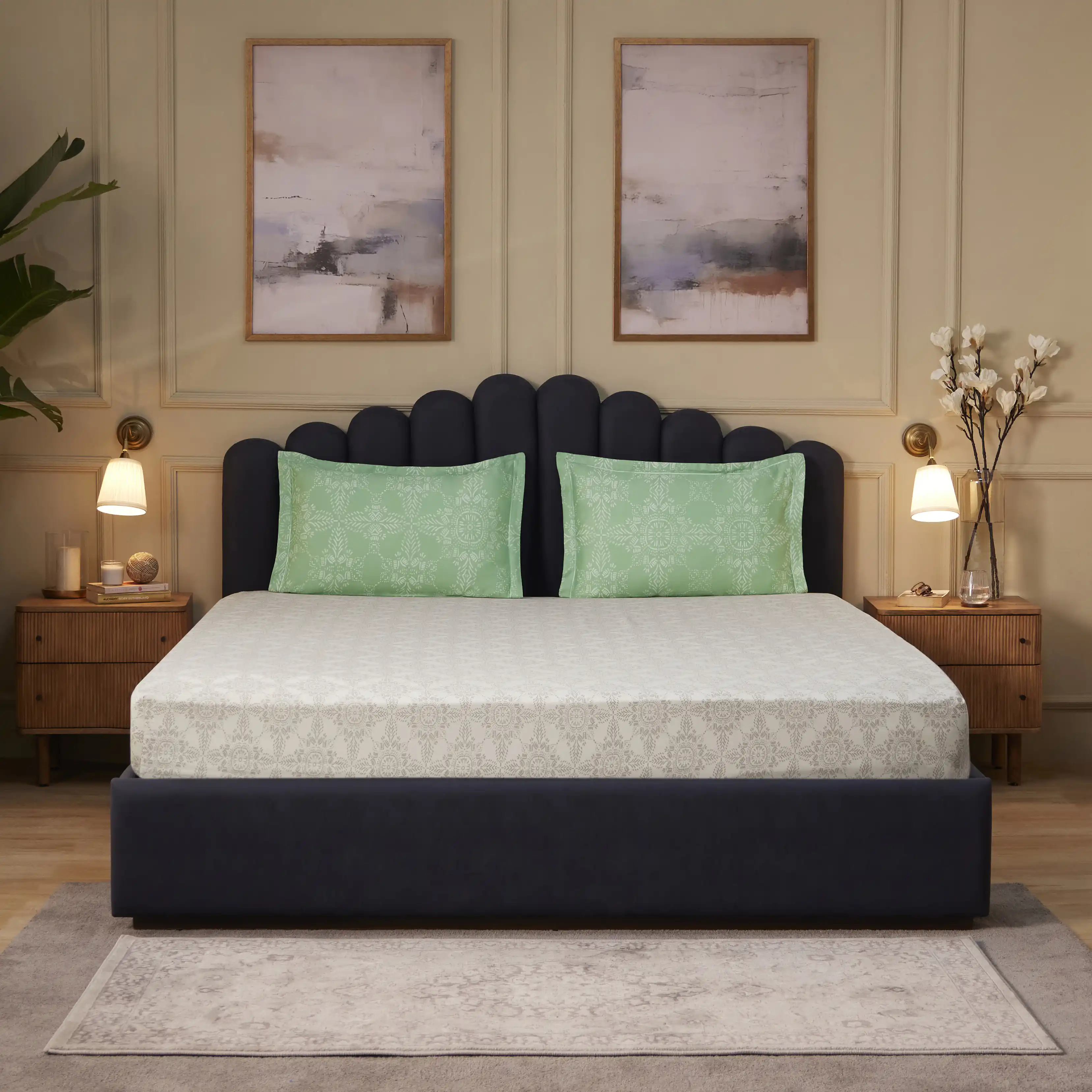Fergana | 250TC Artistic Bohemian Printed Cotton Fitted Sheet Set  | Pillow Cover with Merrow Hem Treatment - Image 30